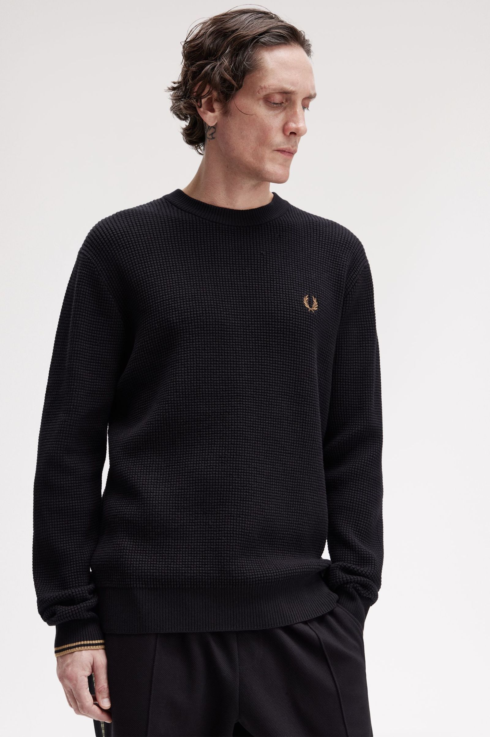 Waffle Stitch Jumper Fred Perry AW25 - Black