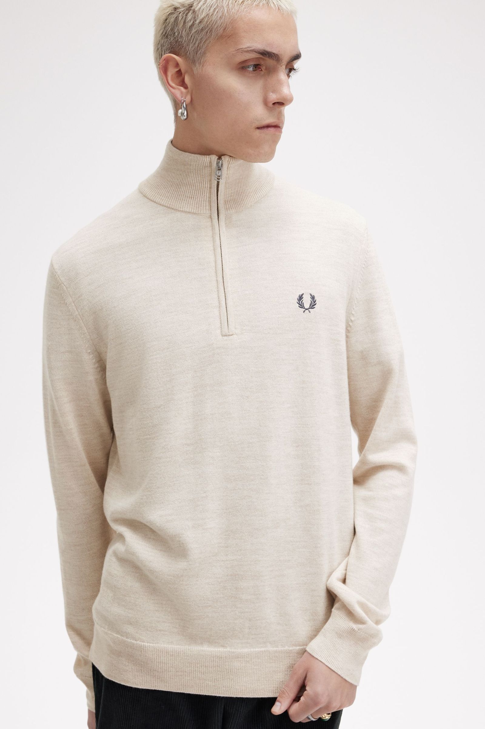 FP Classic Half Zip Jumper Fred Perry - Porridge Marl