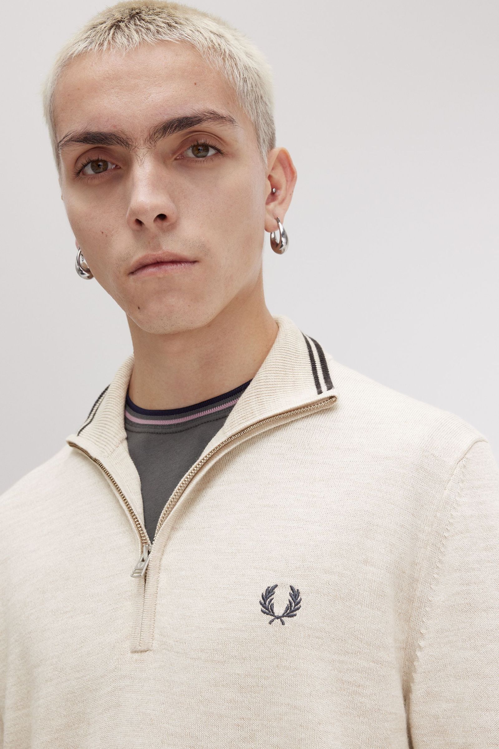 FP Classic Half Zip Jumper Fred Perry - Porridge Marl