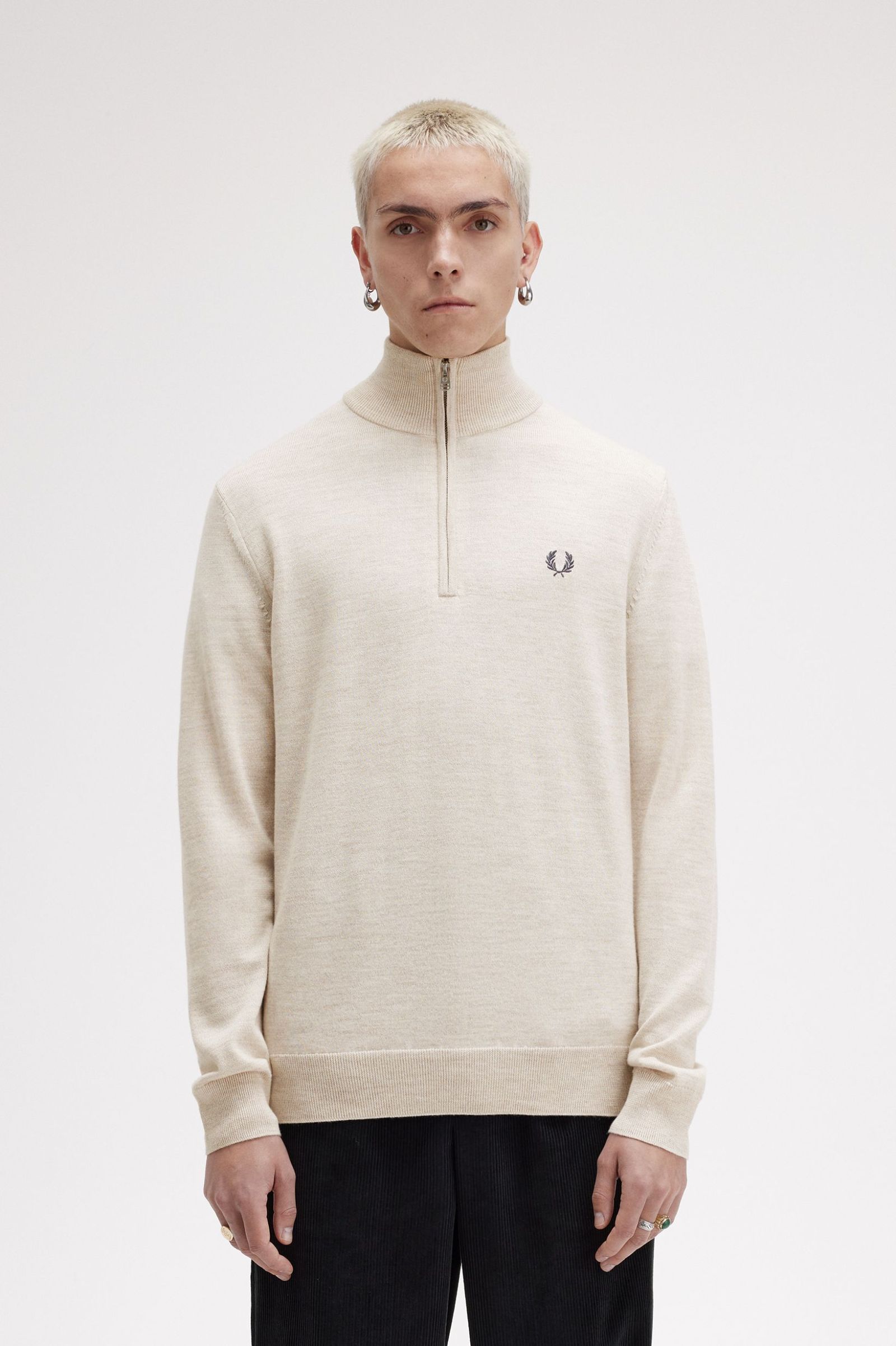 FP Classic Half Zip Jumper Fred Perry - Porridge Marl