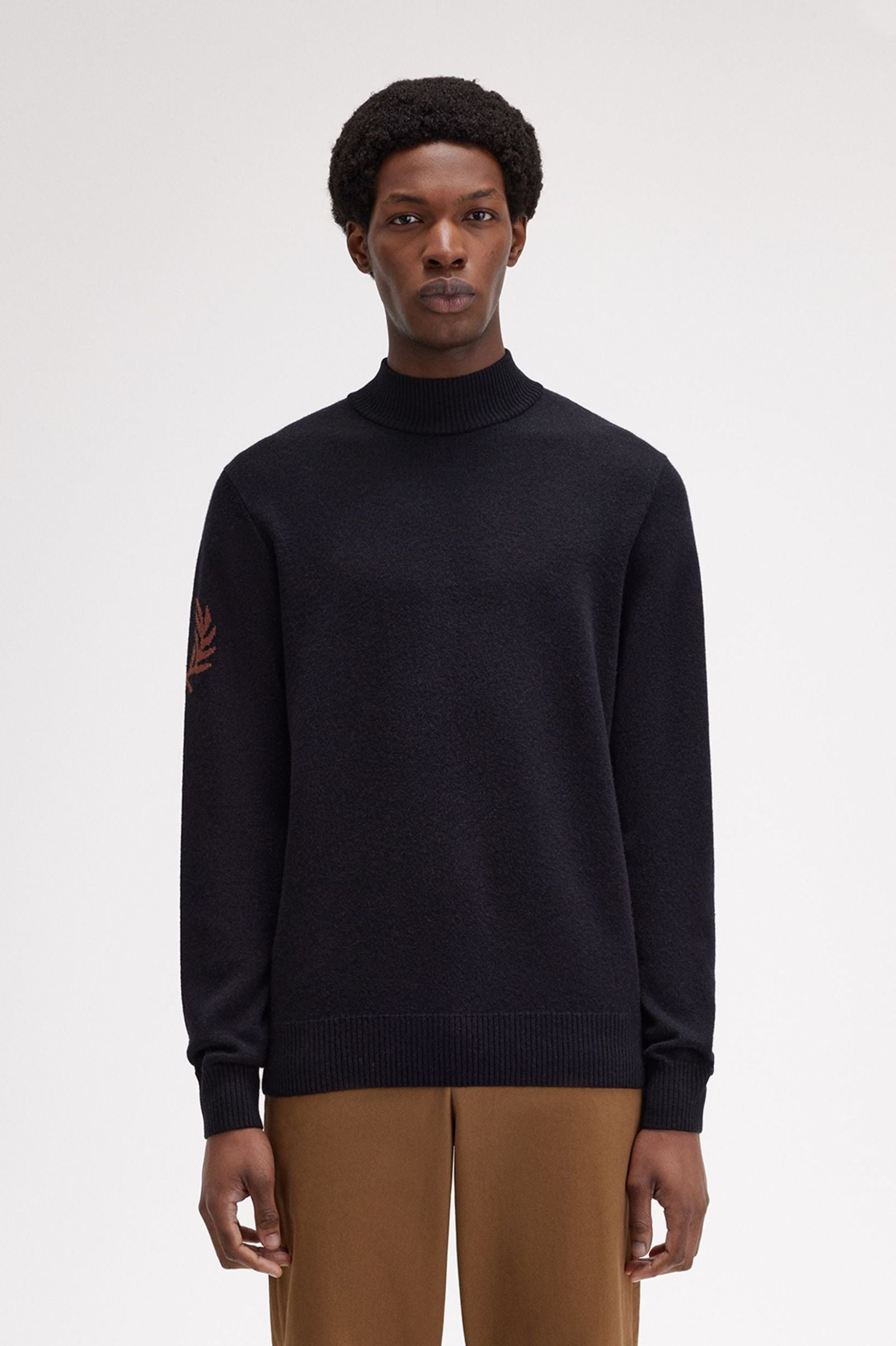 FP Laurel Wreath Mock Neck Jumper Fred Perry - Black