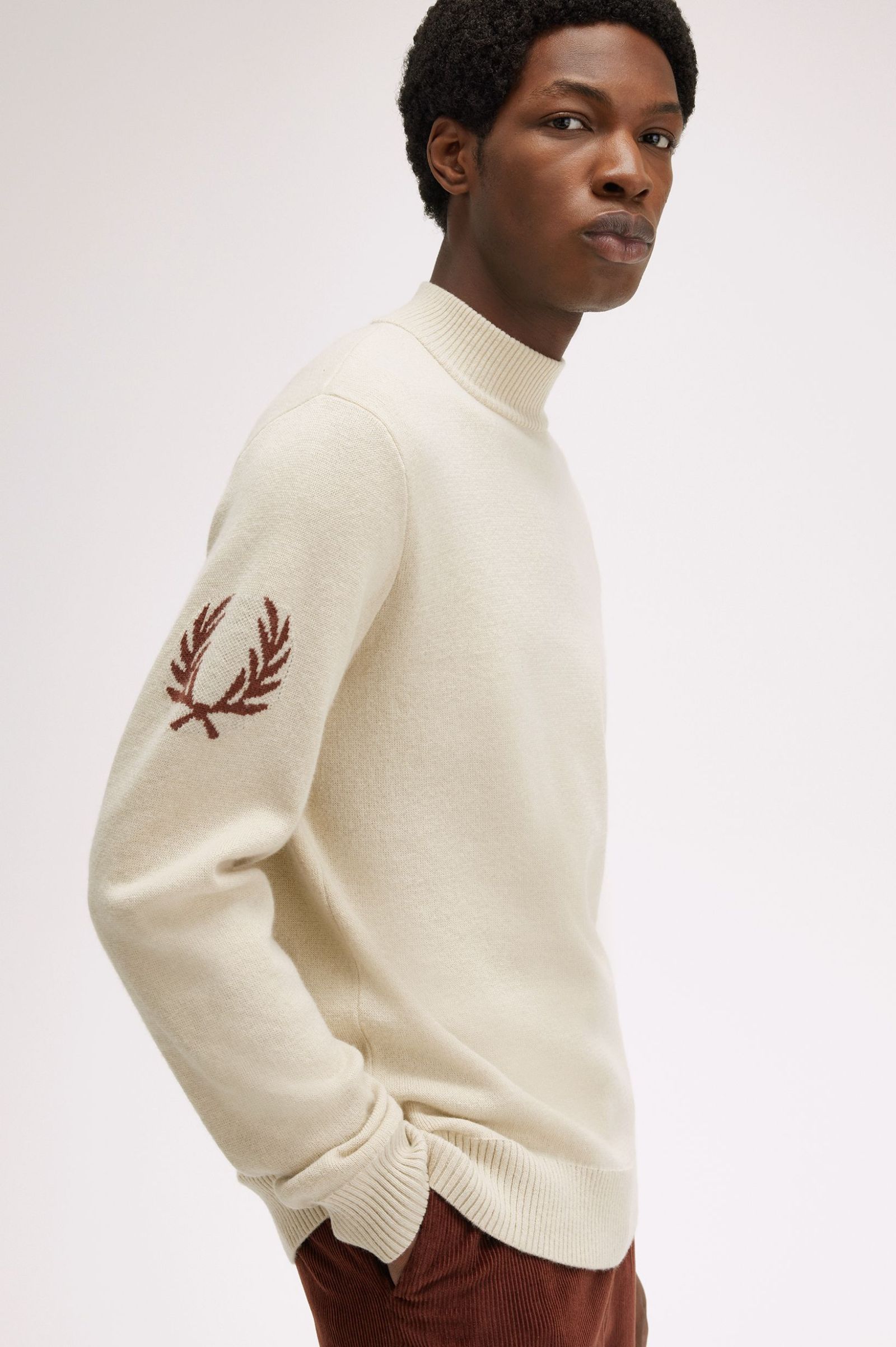 FP Laurel Wreath Mock Neck Jumper Fred Perry - Oatmeal