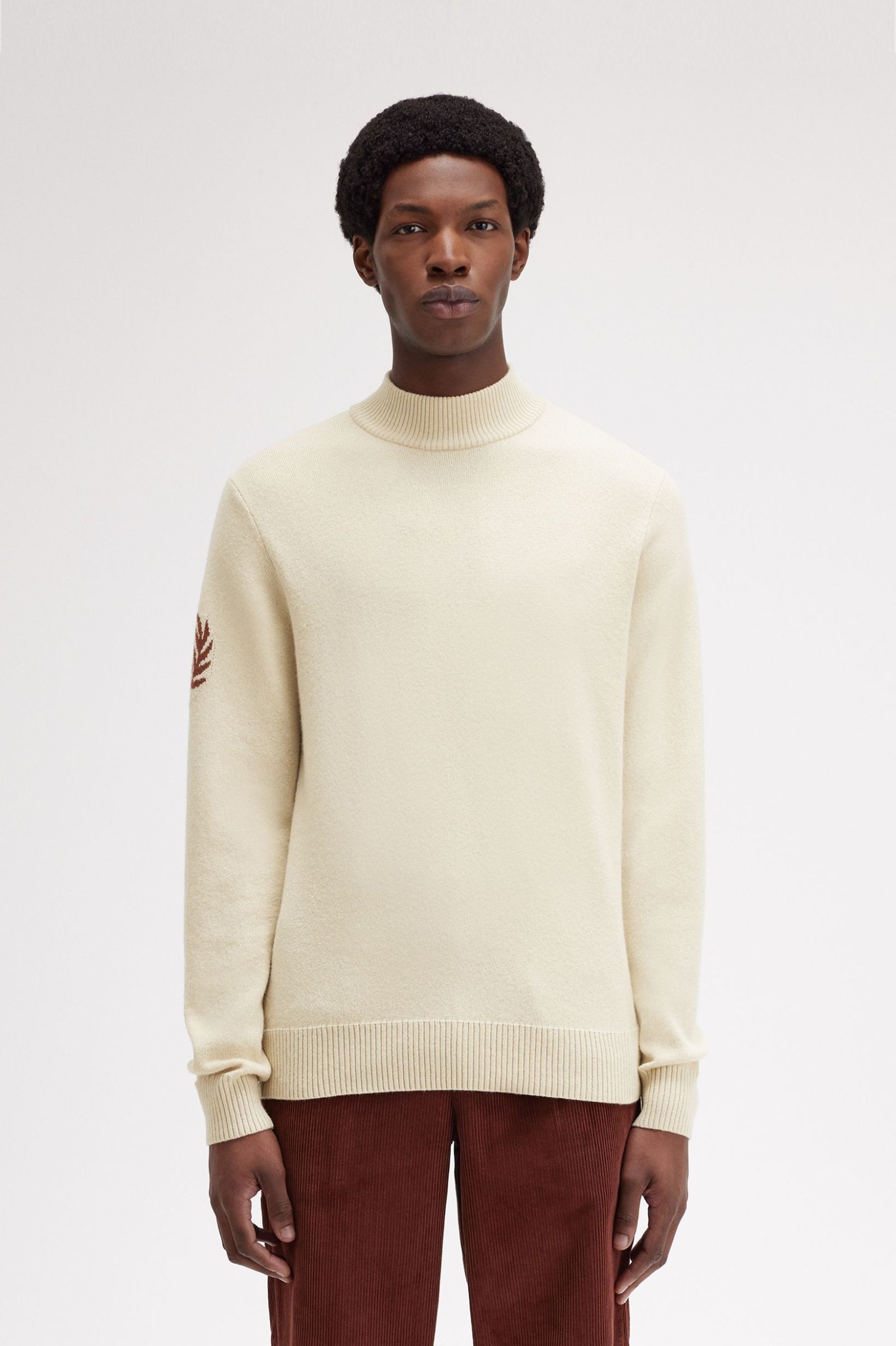 FP Laurel Wreath Mock Neck Jumper Fred Perry - Oatmeal