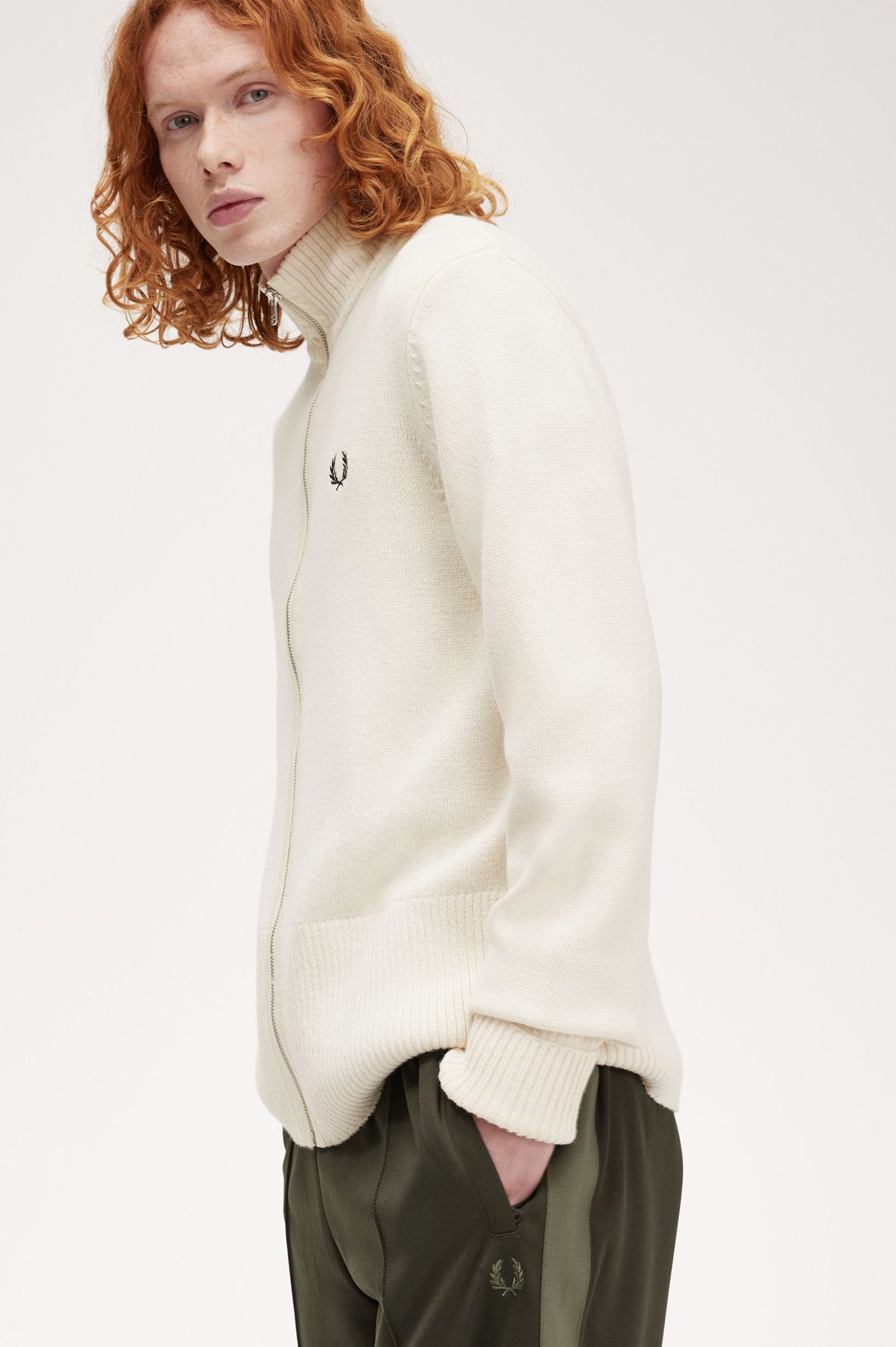 FP Chunky Rib Zip Through Cardigan Fred Perry - Ecru