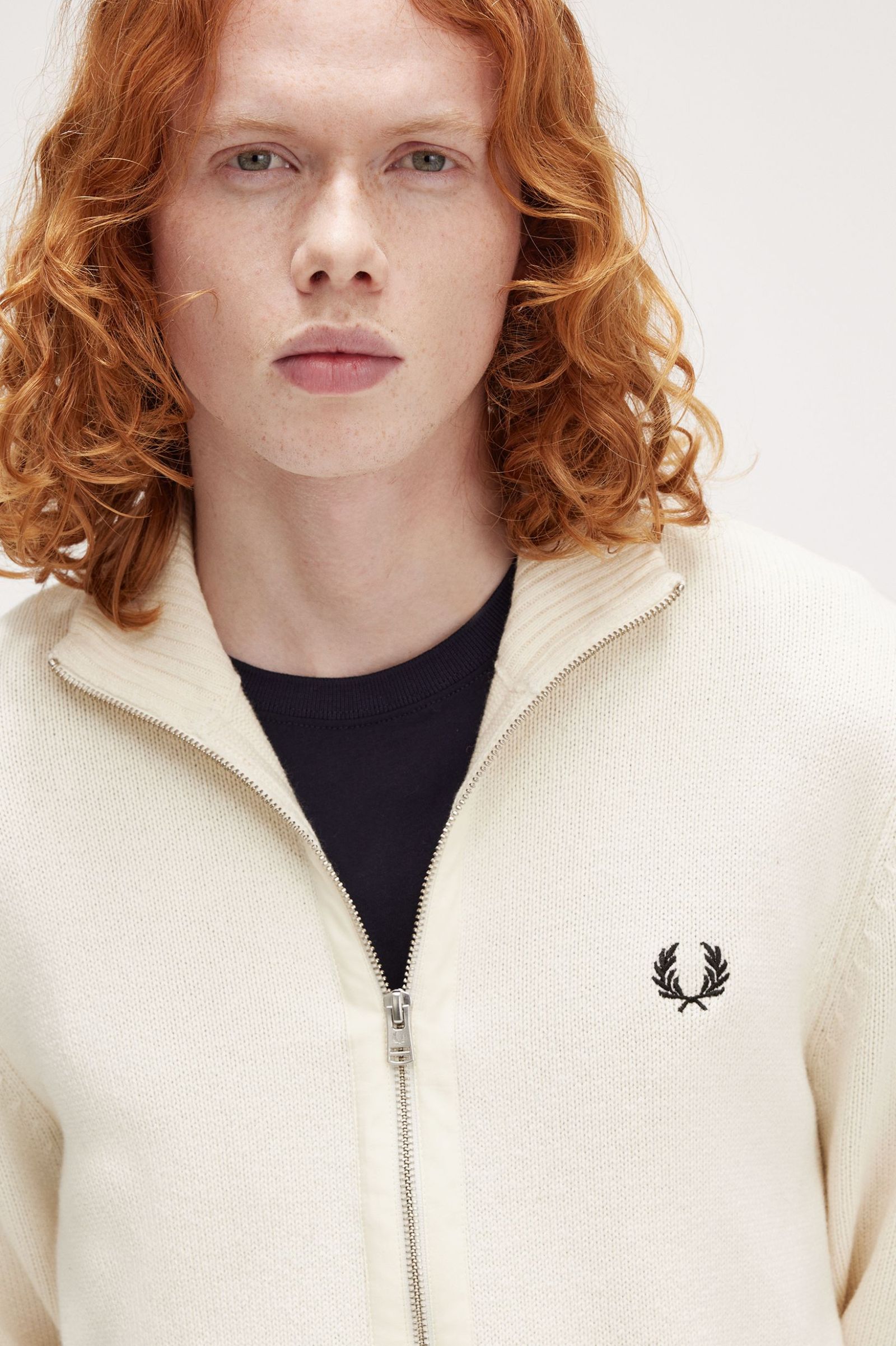 FP Chunky Rib Zip Through Cardigan Fred Perry - Ecru