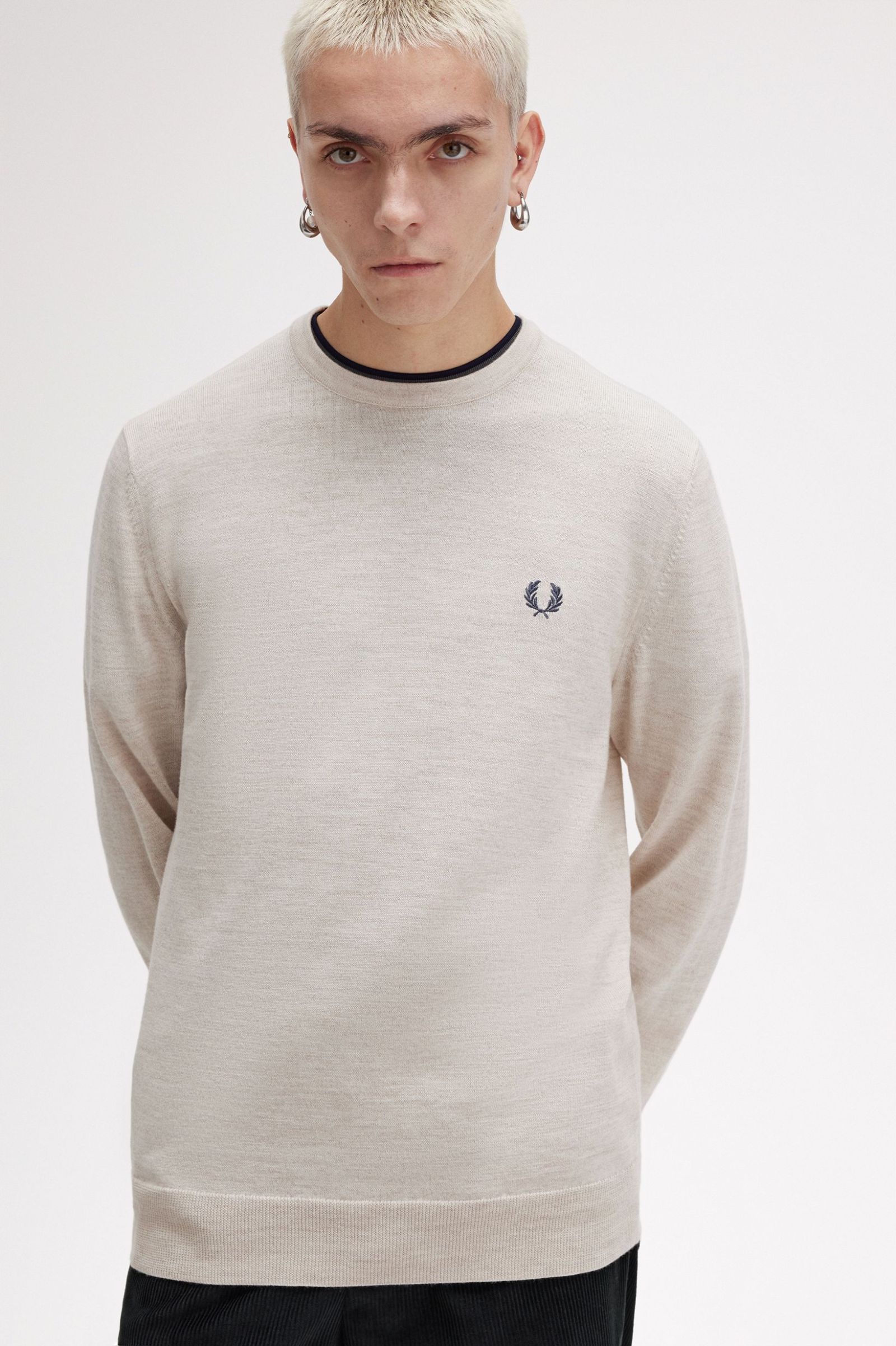 FP Classic Crew Neck Jumper FW24 Fred Perry - Porridge Marl