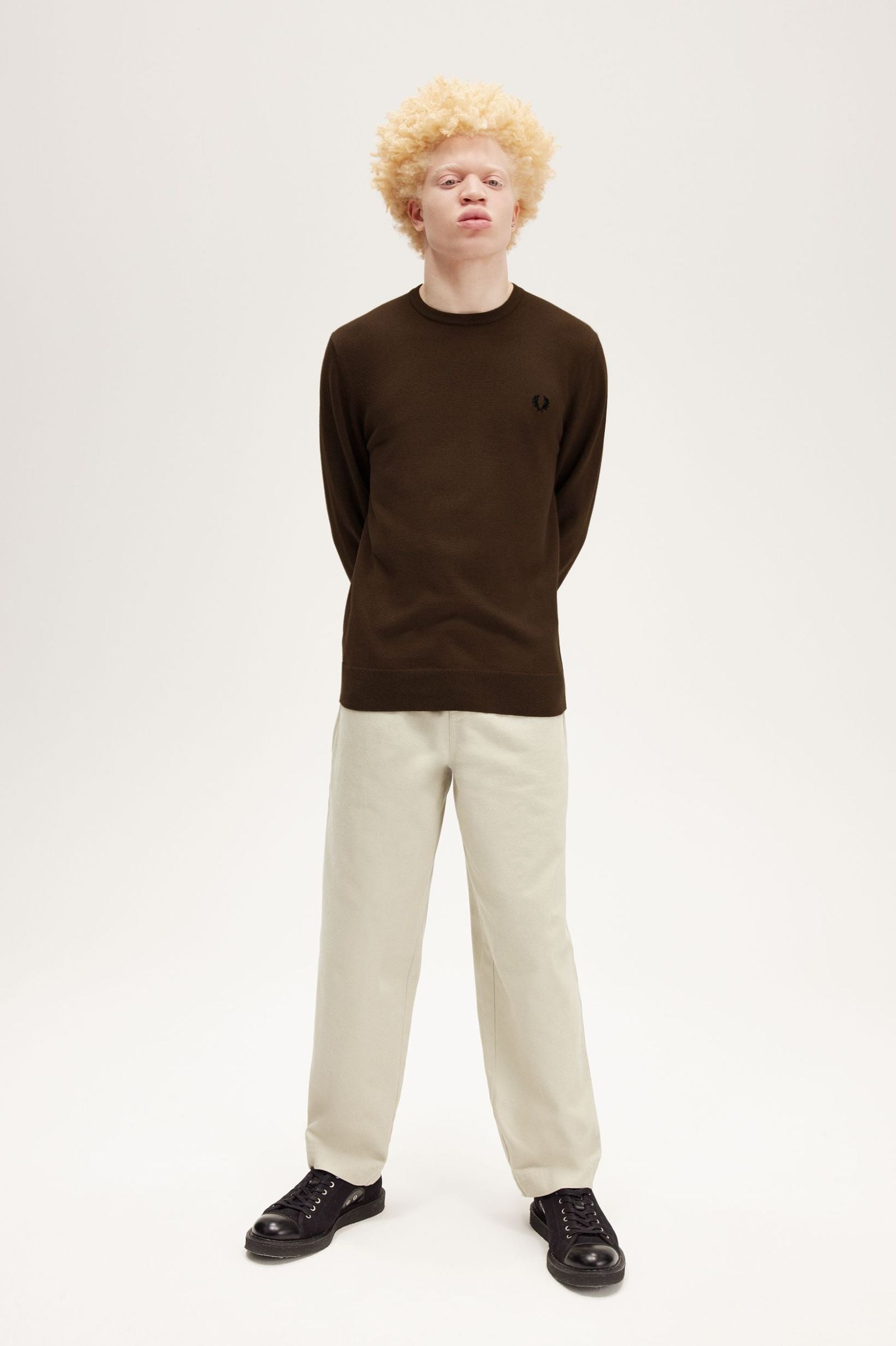 FP Classic Crew Neck Jumper Fred Perry - Burnt Tobacco