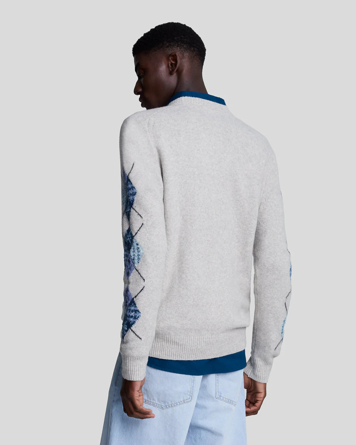 Argyle Sleeve Jumper Lyle & Scott - Light Grey Marl