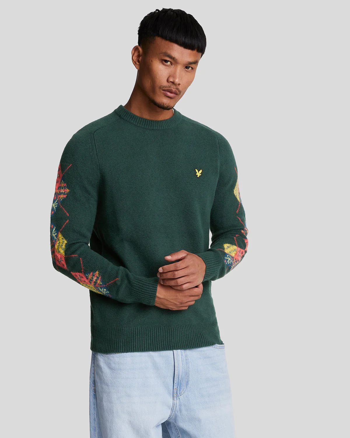 Argyle Sleeve Jumper Lyle & Scott - Argyle Teal