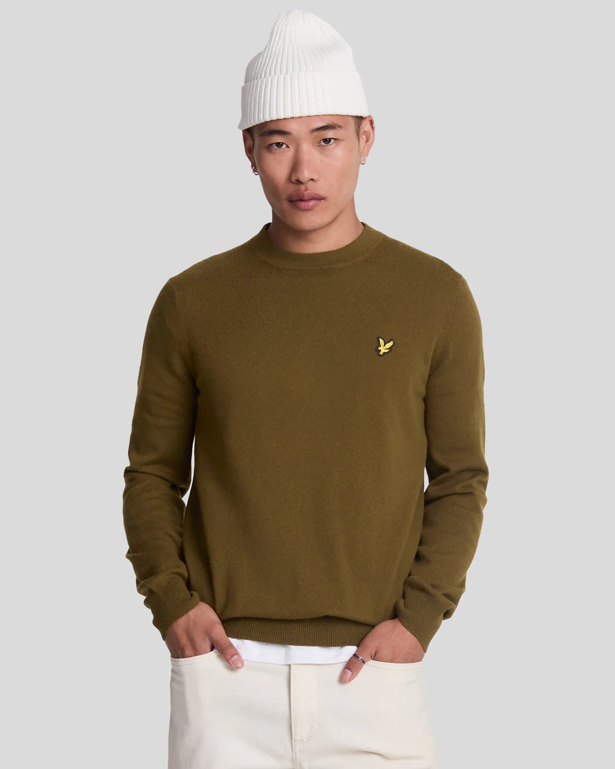 Cotton Merino Crew Neck Jumper Lyle & Scott - Olive