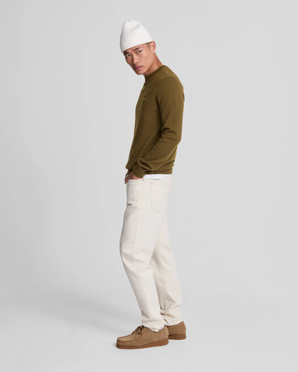 Cotton Merino Crew Neck Jumper Lyle & Scott - Olive