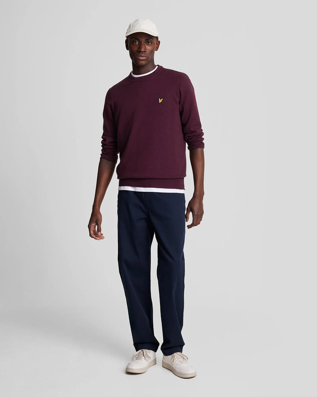 Cotton Merino Crew Neck Jumper Lyle Scott Burgundy