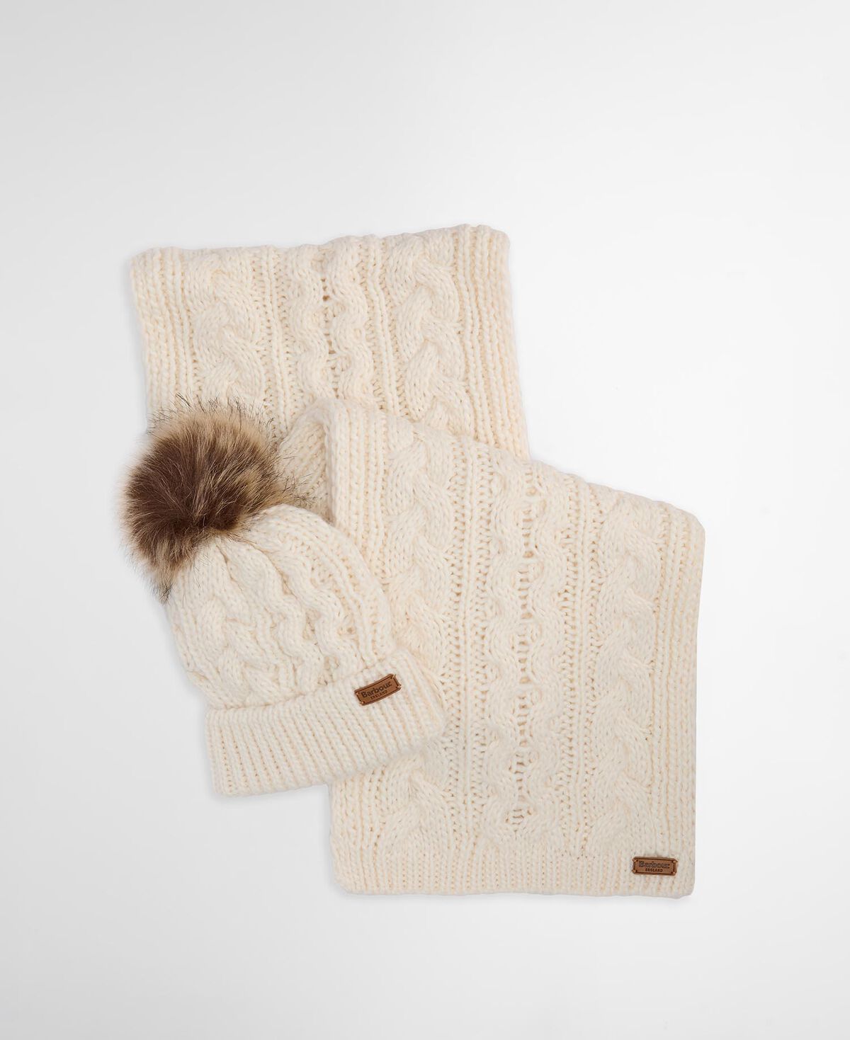 Barbour – Penshaw Beanie & Scarf Gift Set – Cloud