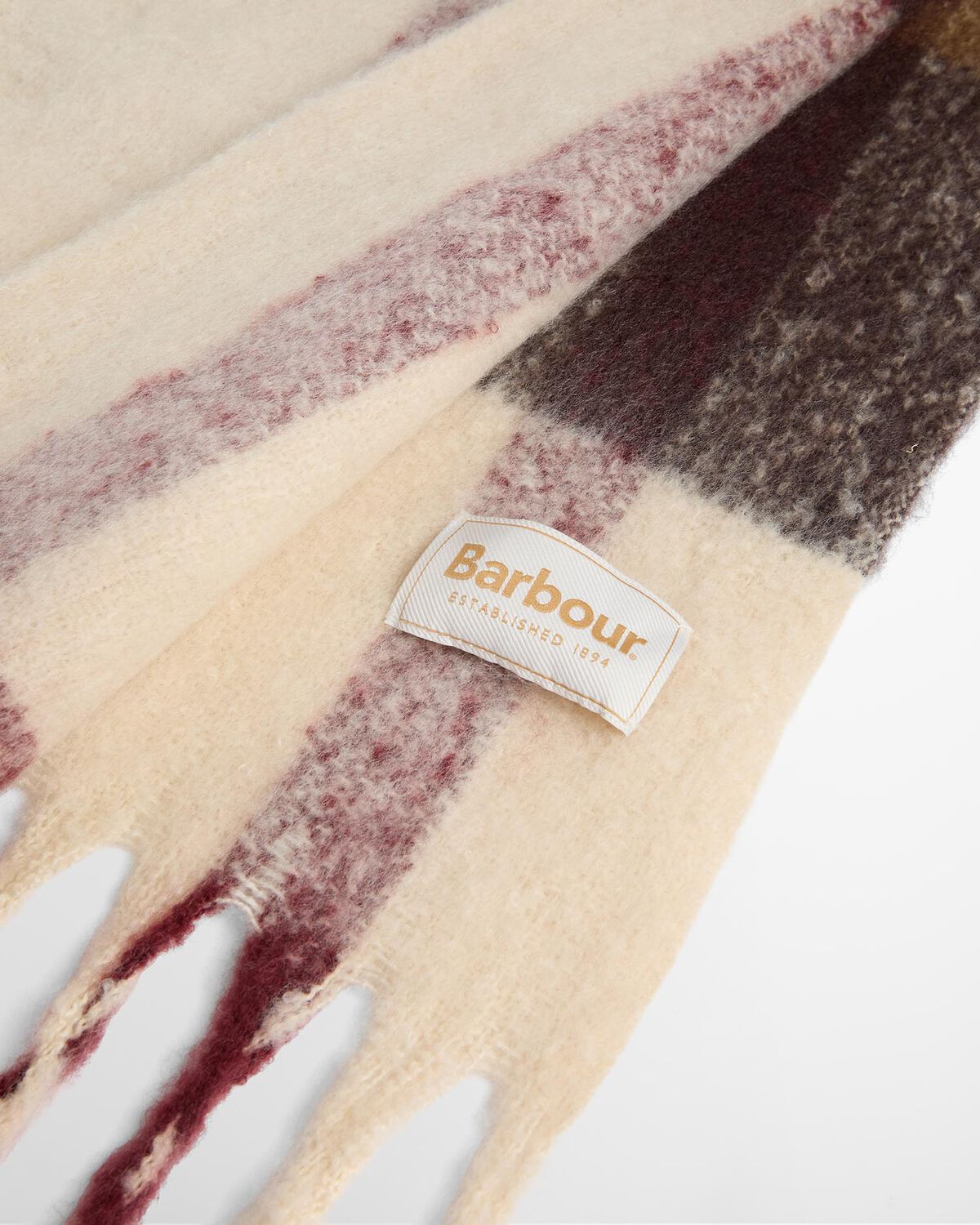 Barbour – Isla Tartan Boucle Scarf – Ecru Muted Tartan