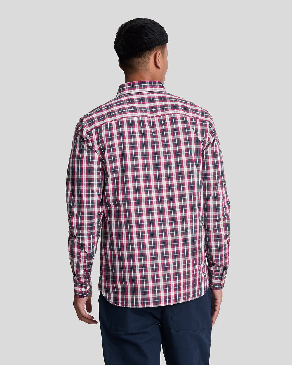 Washed Check Poplin Shirt Lyle & Scott - Dark Navy / Rich Burgundy