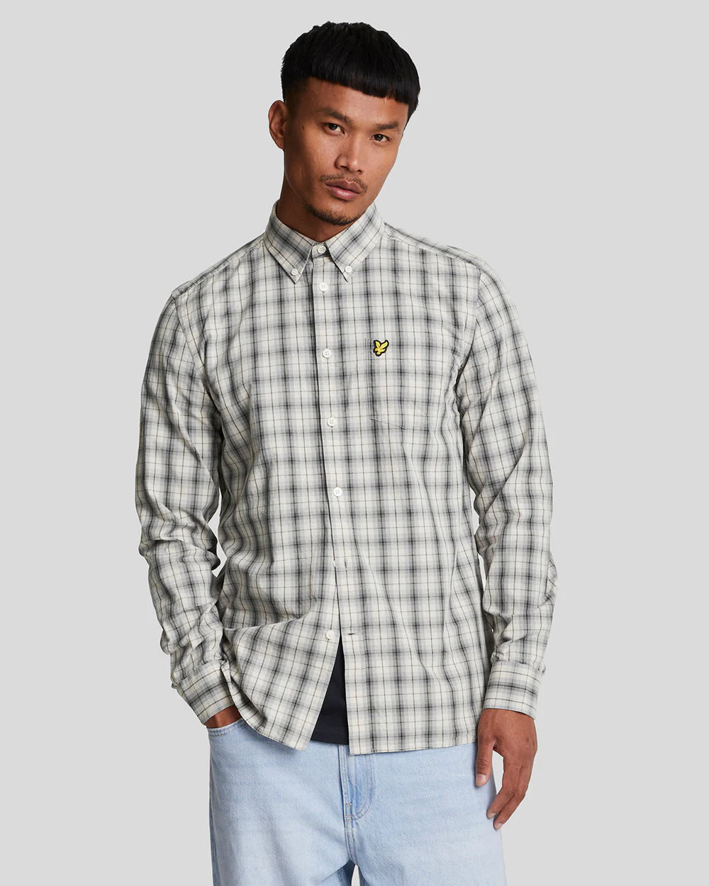 Washed Check Poplin Shirt Lyle & Scott - Gunmetal / Mid Grey Marl