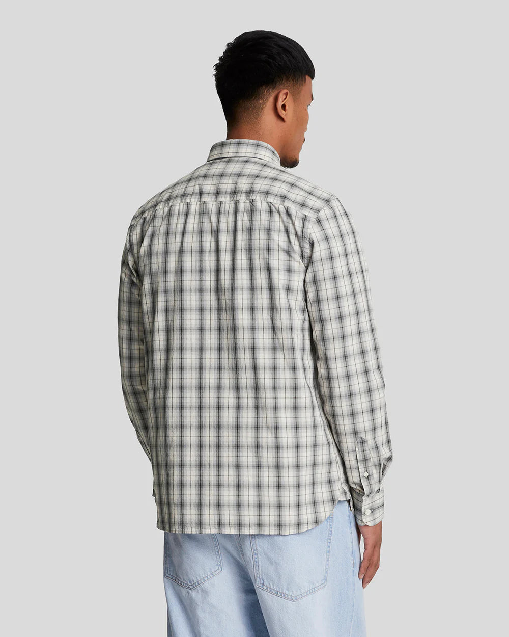 Washed Check Poplin Shirt Lyle & Scott - Gunmetal / Mid Grey Marl