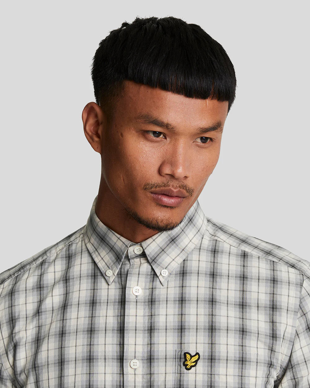 Washed Check Poplin Shirt Lyle & Scott - Gunmetal / Mid Grey Marl