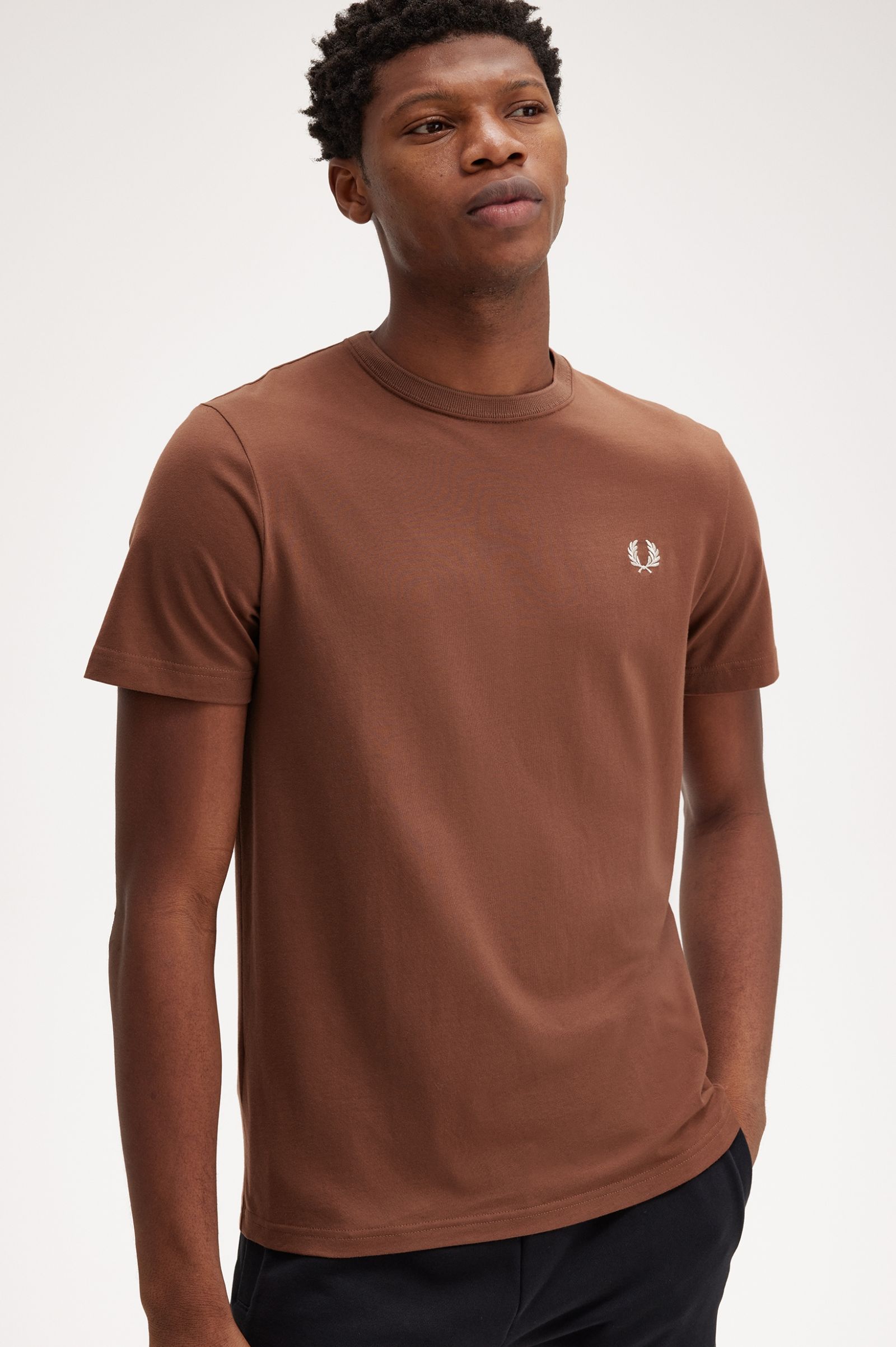 FP Crew Neck T-Shirt Fred Perry - Whisky Brown / Porridge Marl