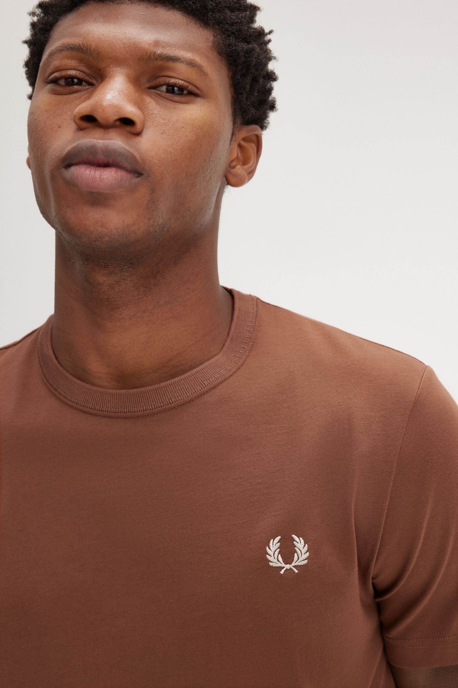 FP Crew Neck T-Shirt Fred Perry - Whisky Brown / Porridge Marl