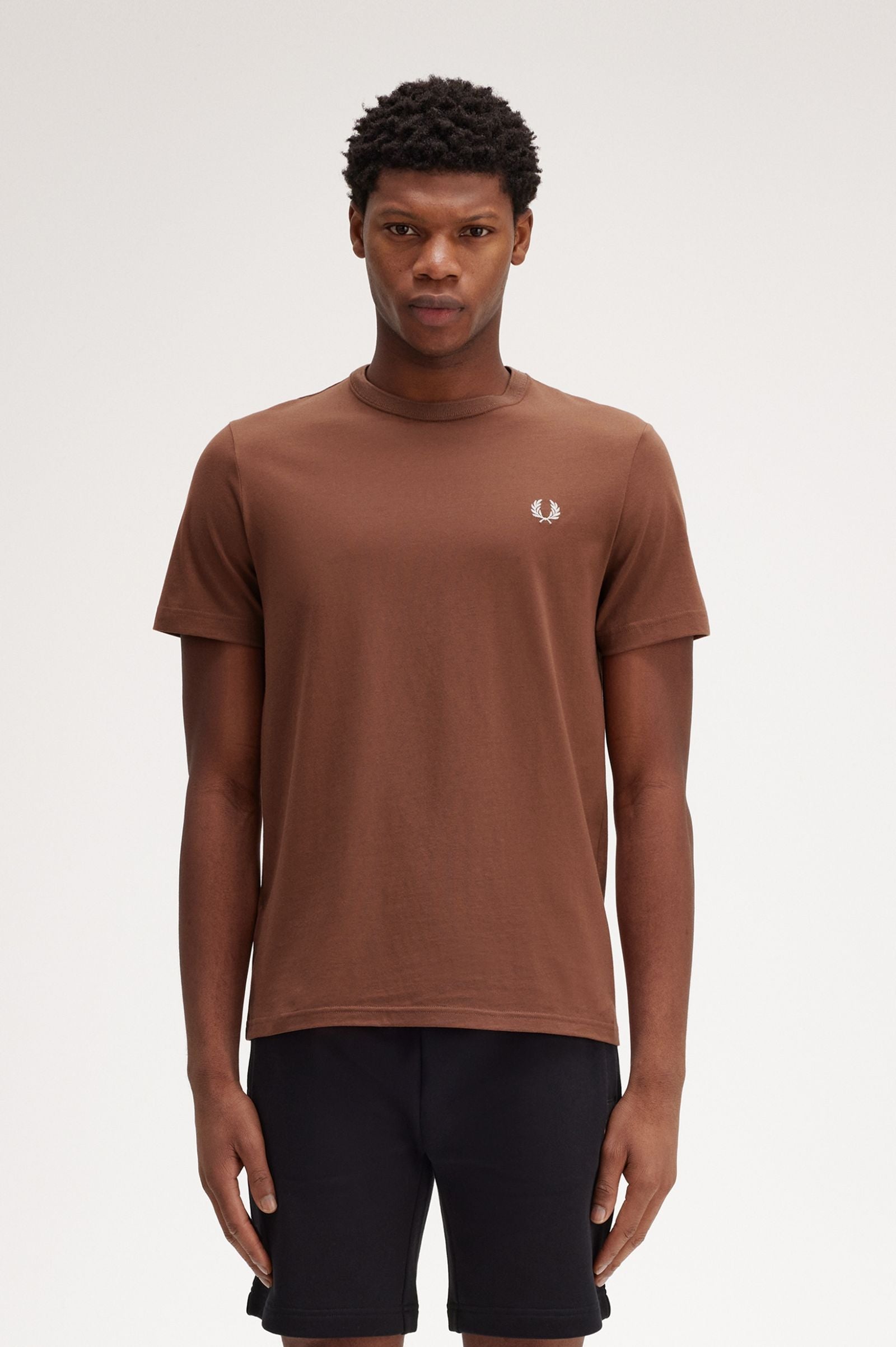 FP Crew Neck T-Shirt Fred Perry - Whisky Brown / Porridge Marl