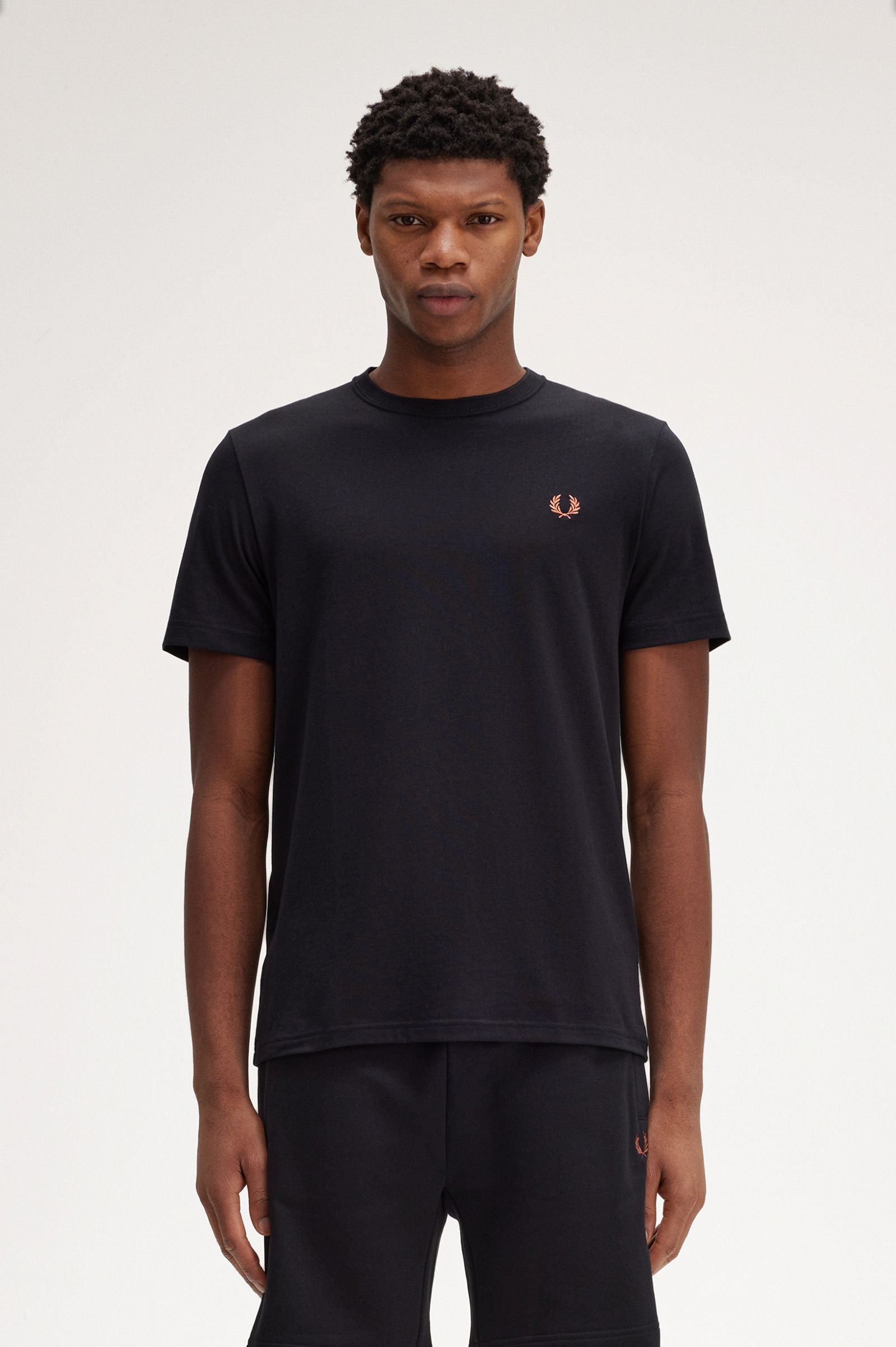 FP Crew Neck T-Shirt Fred Perry - Black / Whisky Brown