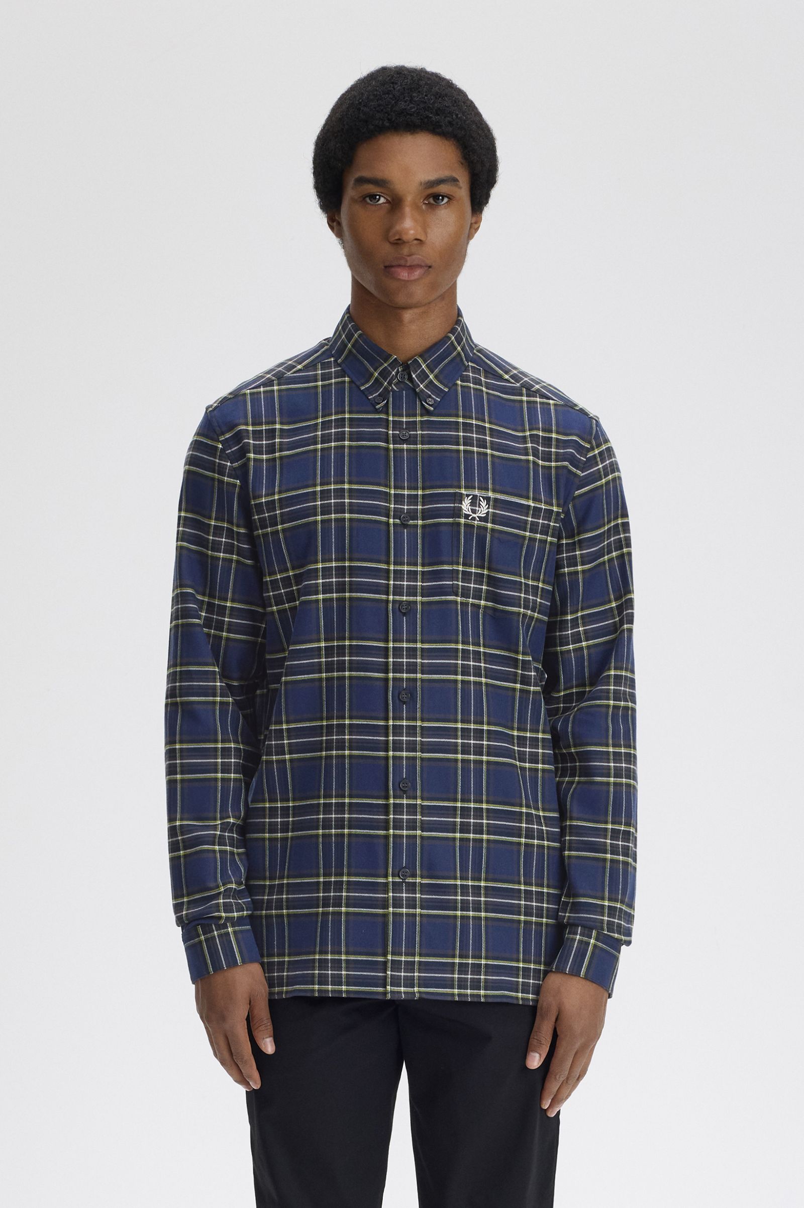 Brushed Twill Tartan Shirt Fred Perry AW25 - French Navy