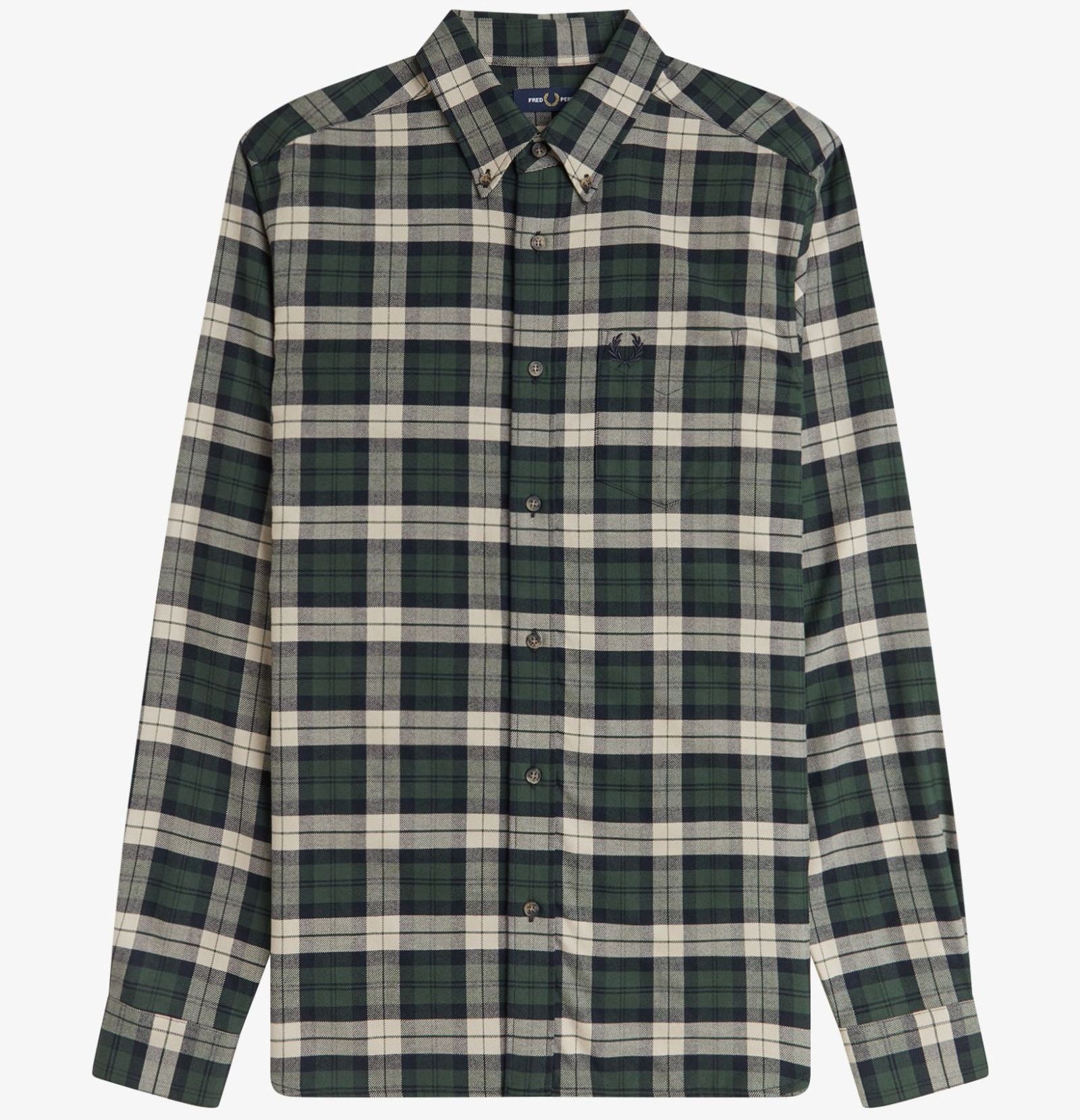 Brushed Twill Tartan Shirt Fred Perry AW25 - Court Green