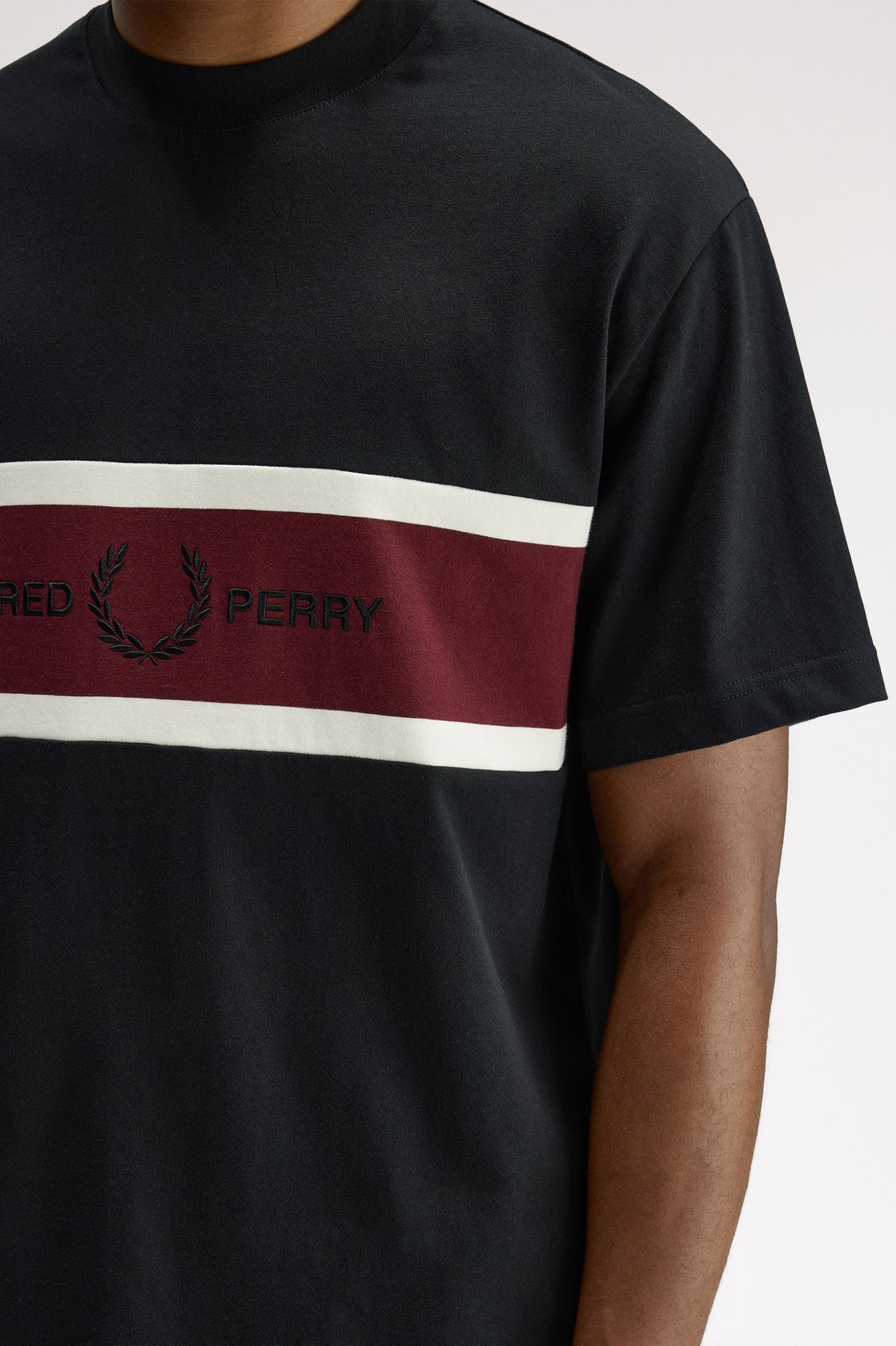Fred Perry Embroidered Panel T-Shirt - Black