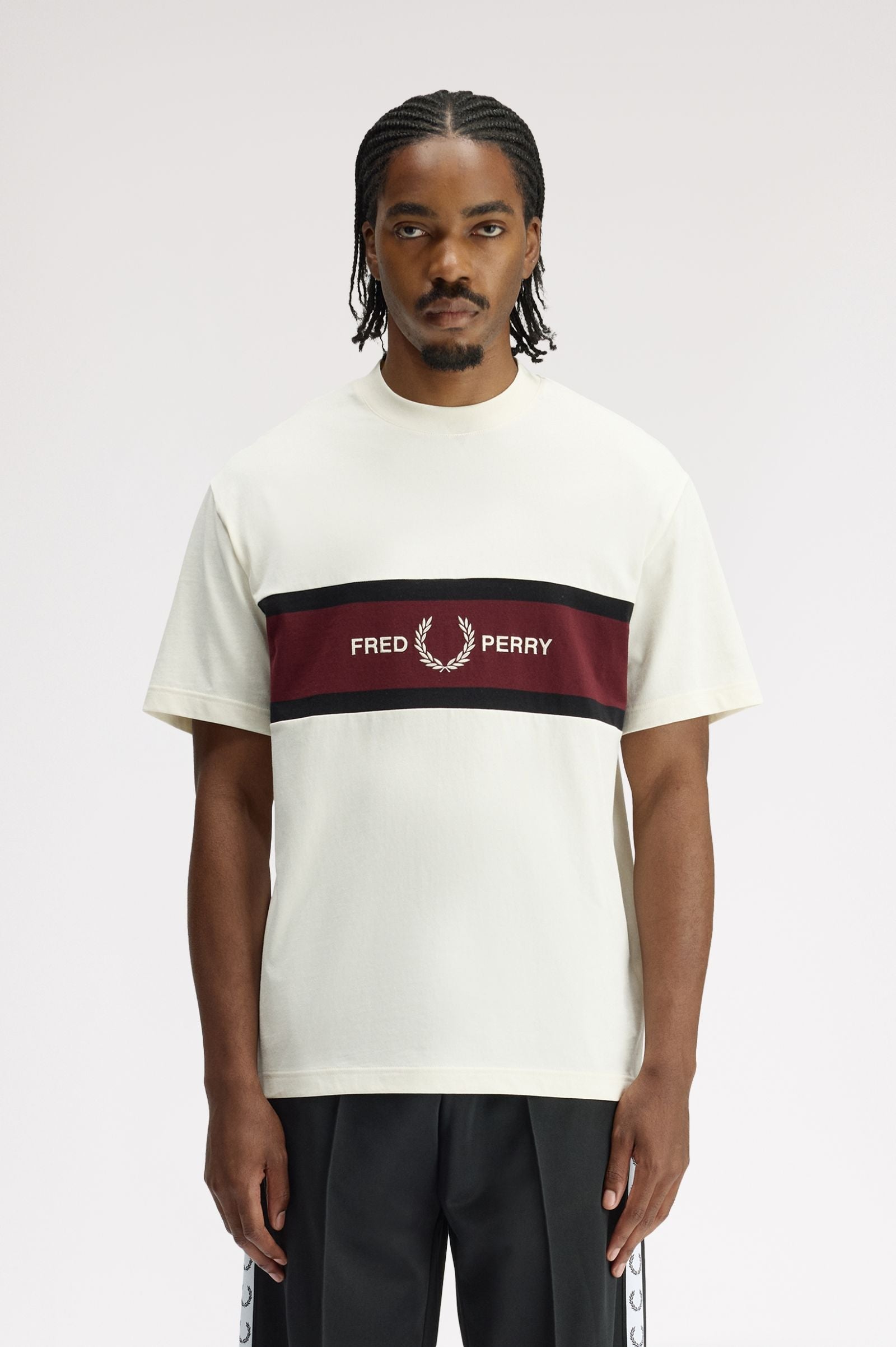 Fred Perry Embroidered Panel T-Shirt - White