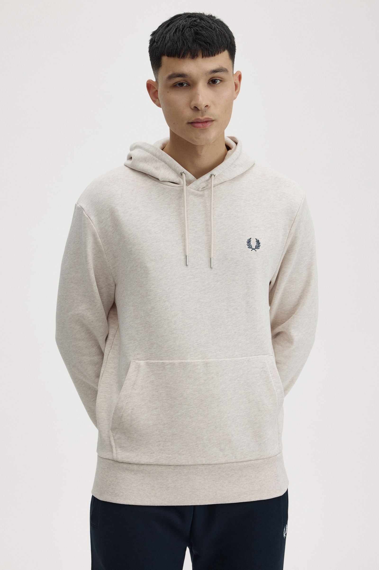 Tipped Hooded Sweatshirt Fred Perry AW25 - Porridge Marl / Anchor Grey