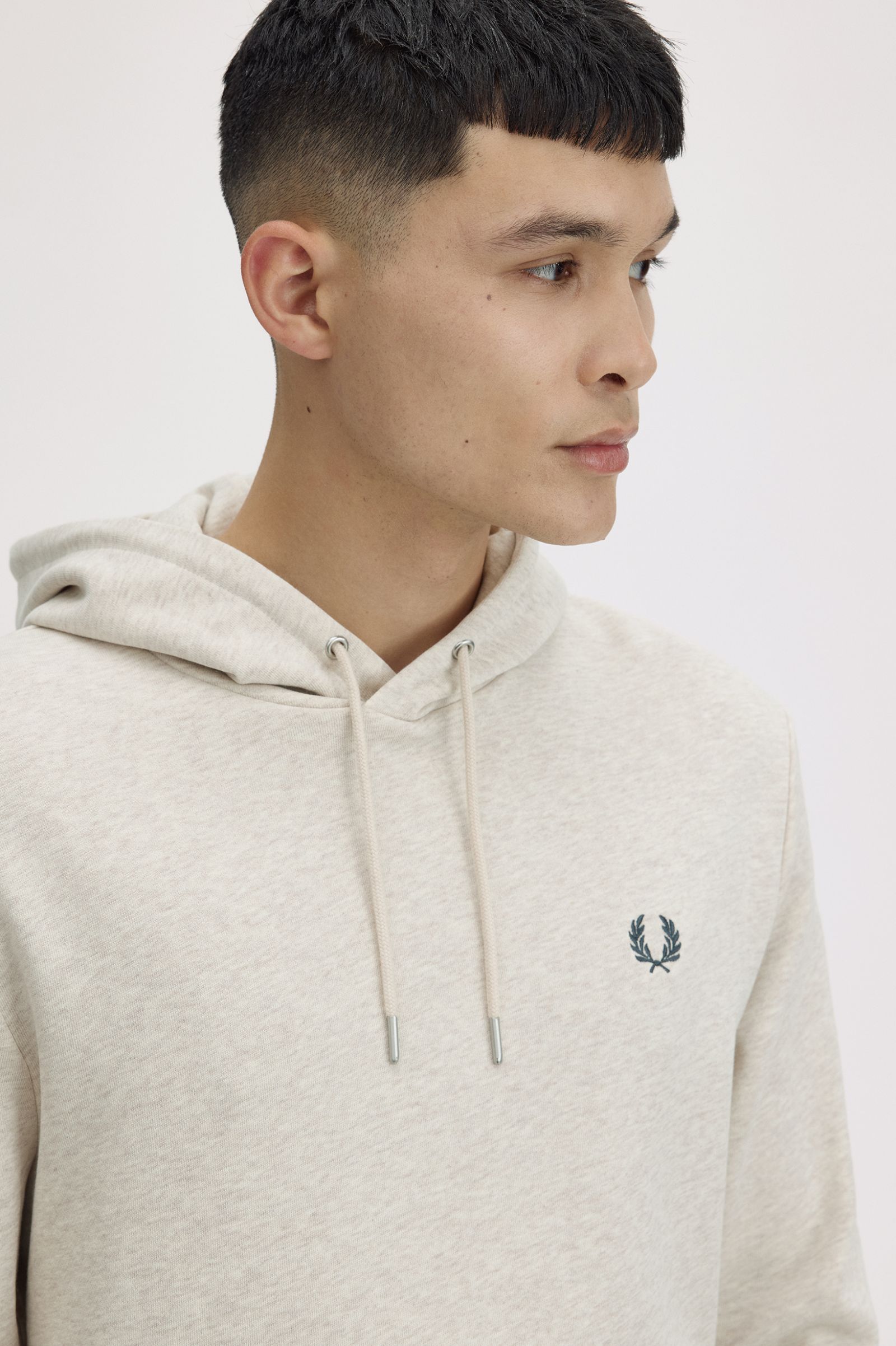 Tipped Hooded Sweatshirt Fred Perry AW25 - Porridge Marl / Anchor Grey