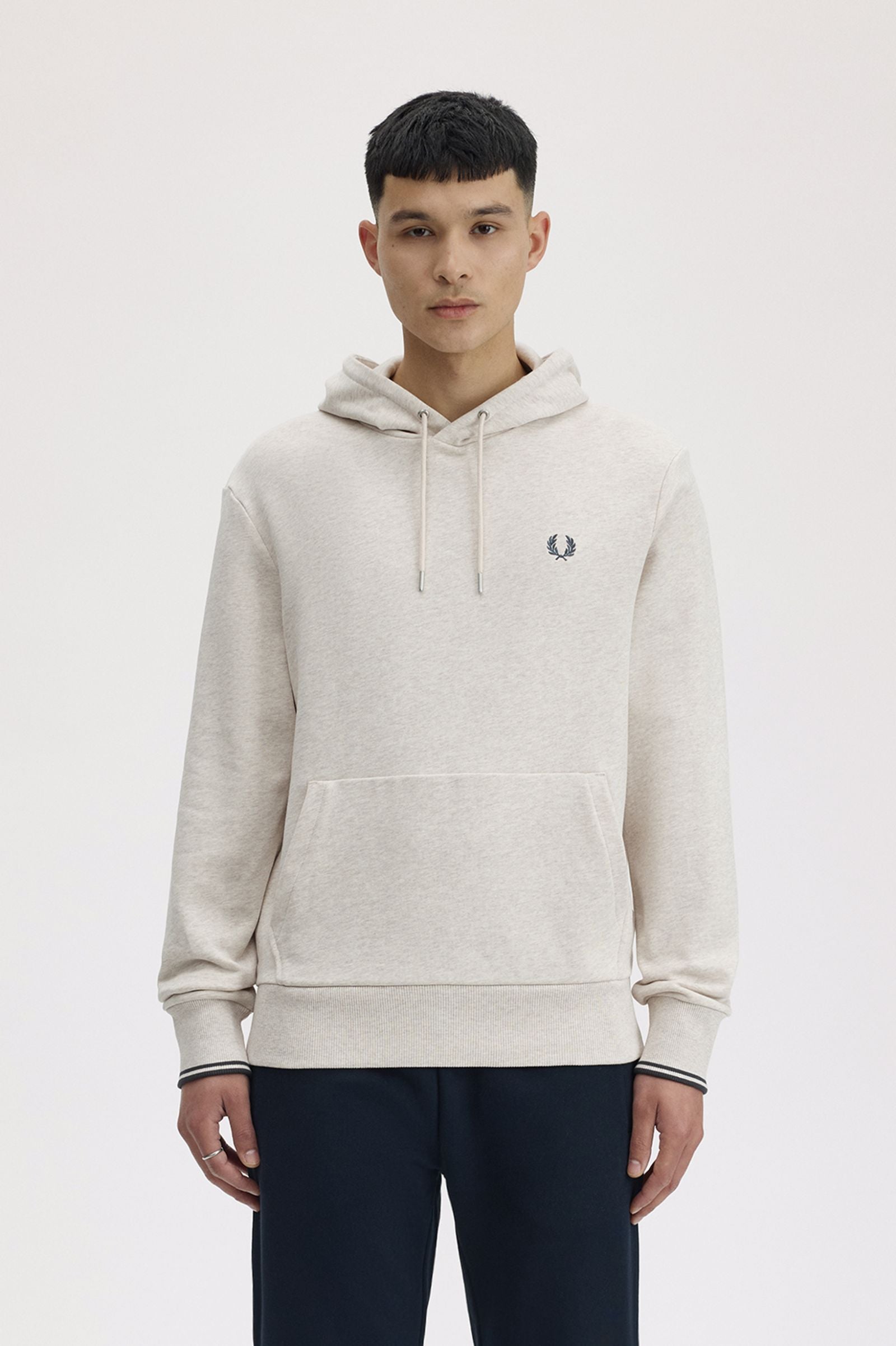 Tipped Hooded Sweatshirt Fred Perry AW25 - Porridge Marl / Anchor Grey