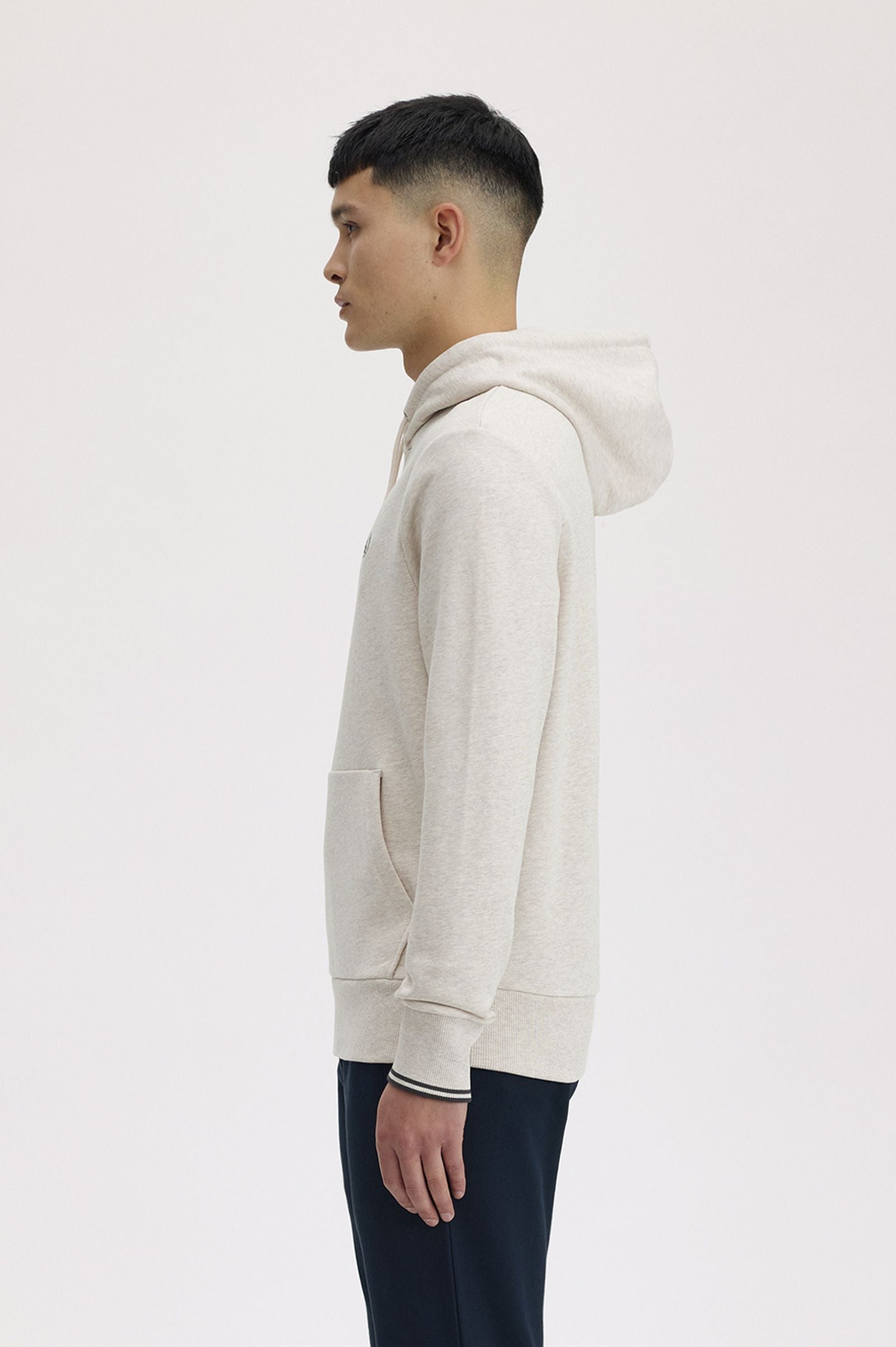 Tipped Hooded Sweatshirt Fred Perry AW25 - Porridge Marl / Anchor Grey