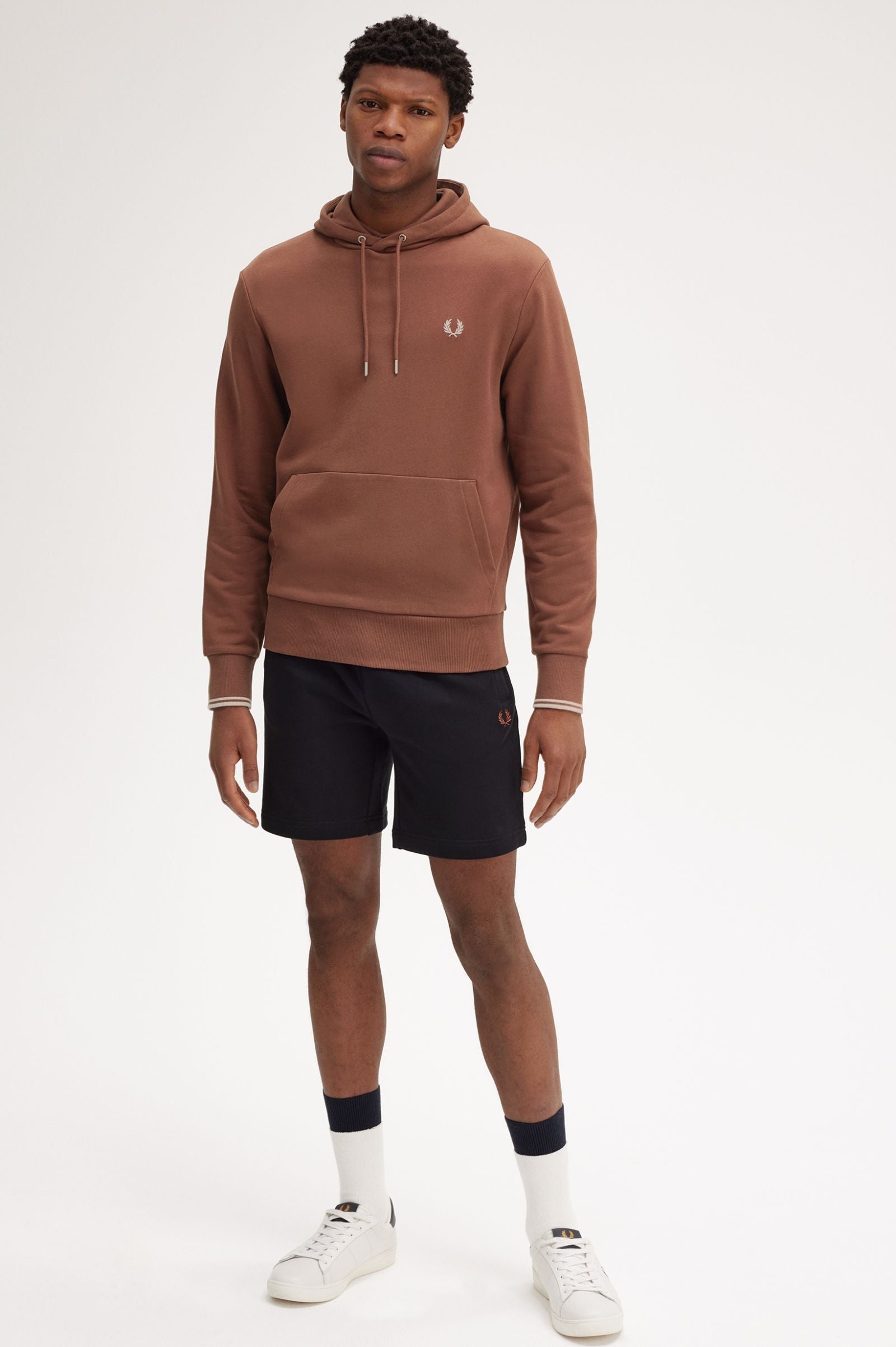 FP Tipped Hooded Sweatshirt Fred Perry - Whisky Brown / Porridge Marl