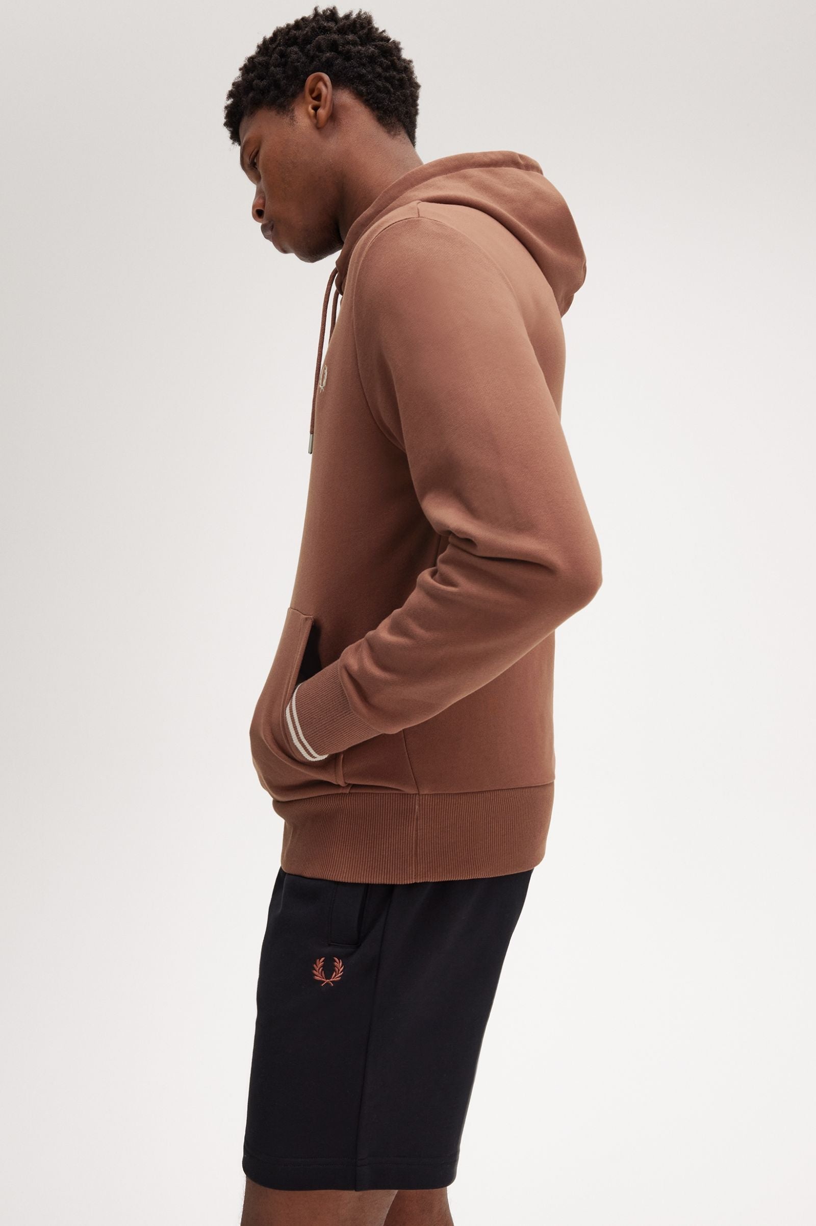 FP Tipped Hooded Sweatshirt Fred Perry - Whisky Brown / Porridge Marl