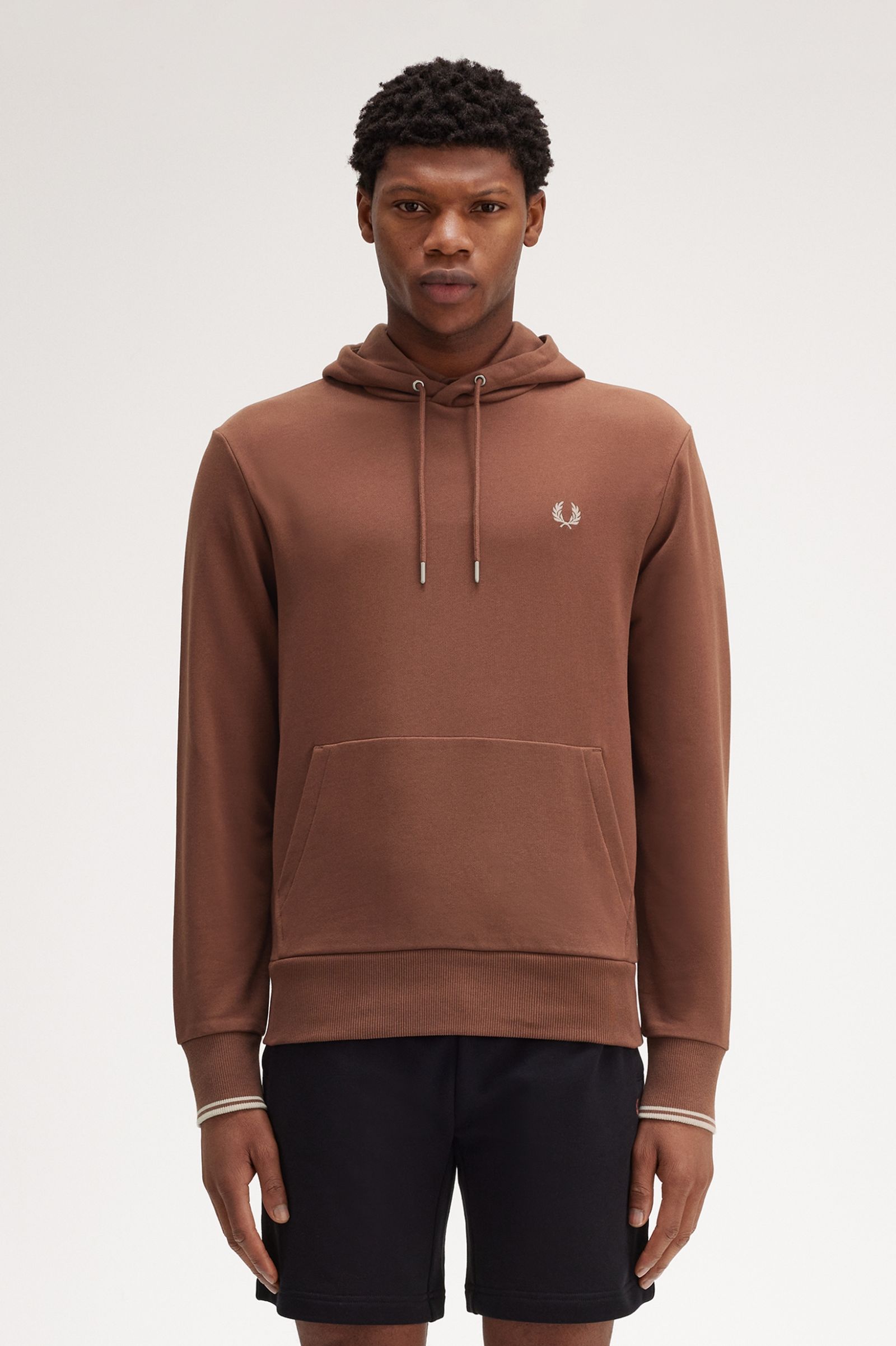 FP Tipped Hooded Sweatshirt Fred Perry - Whisky Brown / Porridge Marl