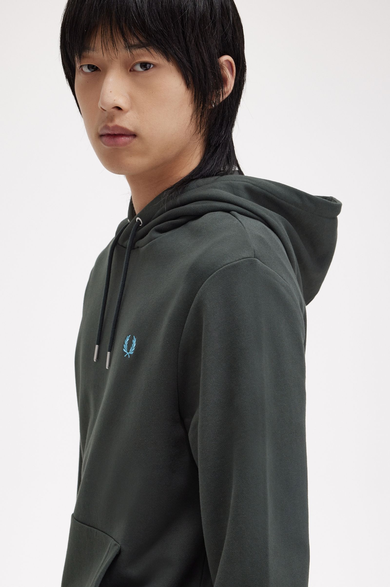 FP Tipped Hooded Sweatshirt Fred Perry - Night Green / Runaway Bay Ocean