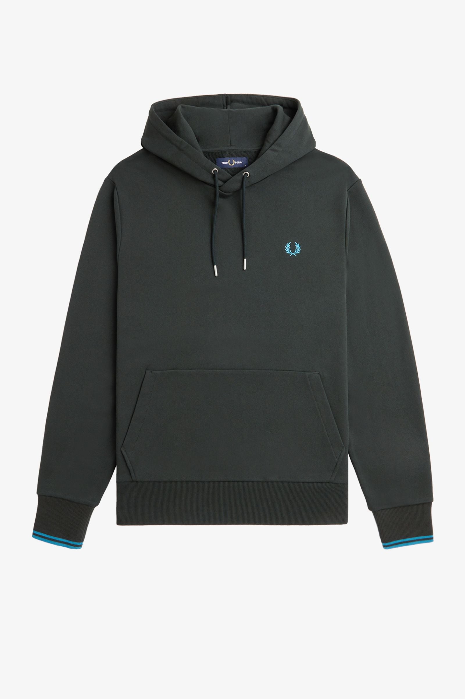 FP Tipped Hooded Sweatshirt Fred Perry - Night Green / Runaway Bay Ocean