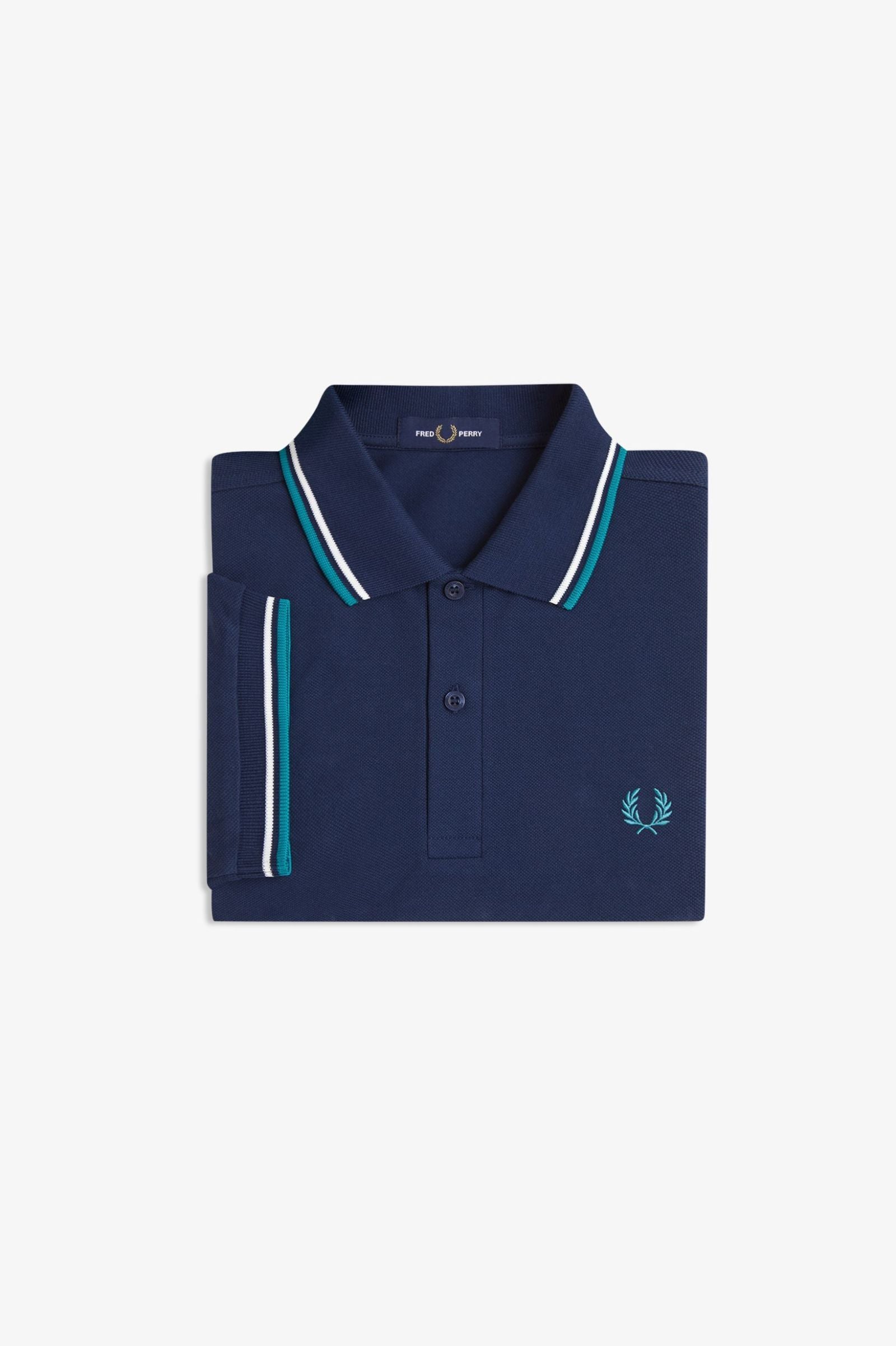 Fred Perry Twin Tipped Fred Perry Shirt - Tennis Blue / Snow White / Deep Mint