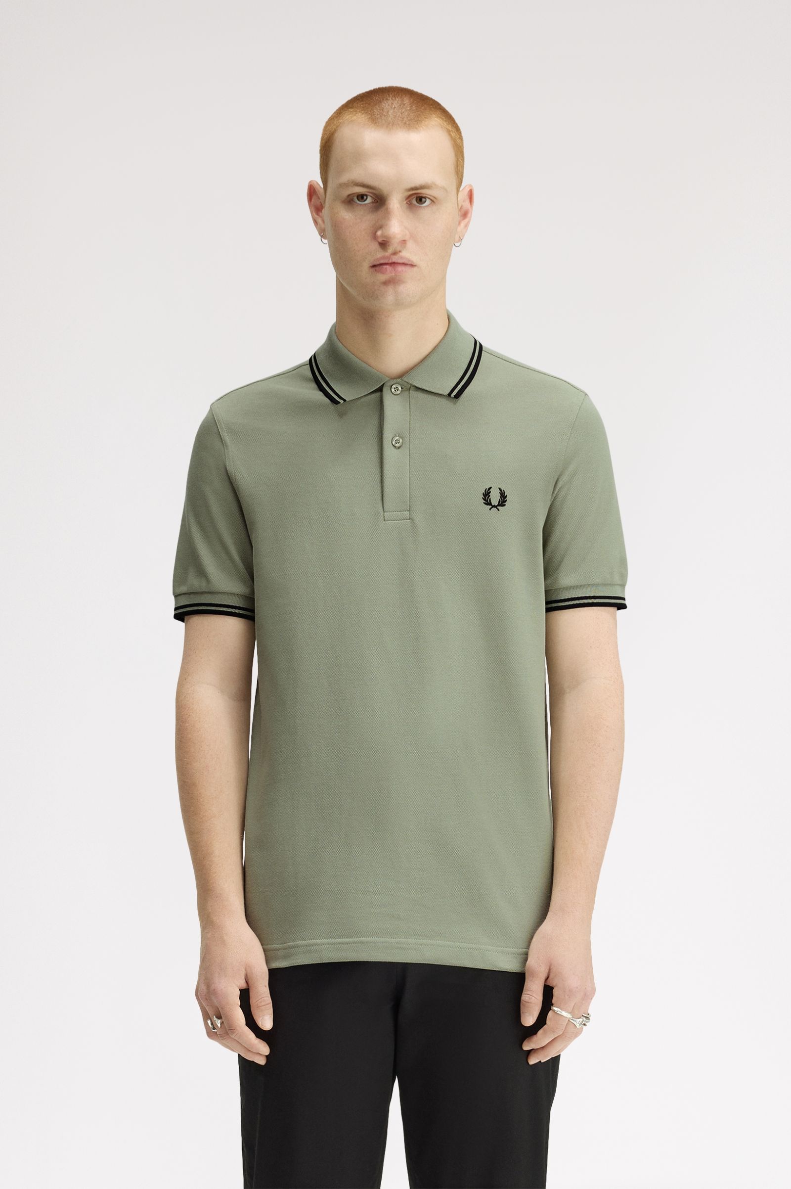 Fred Perry Twin Tipped Fred Perry Shirt - Seagrass / Black / Black