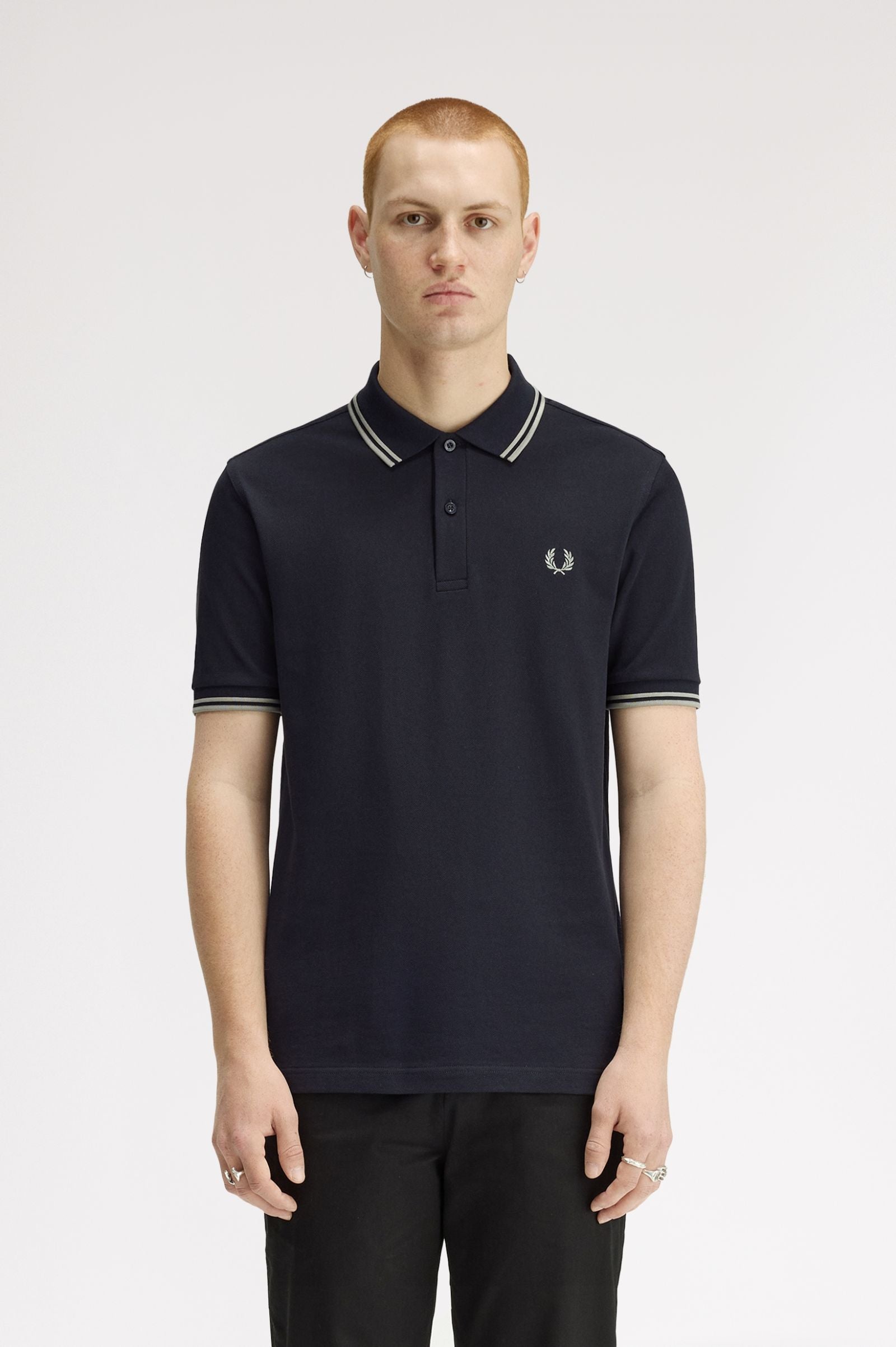 Fred Perry Twin Tipped Fred Perry Shirt - Navy / Seagrass / Seagrass