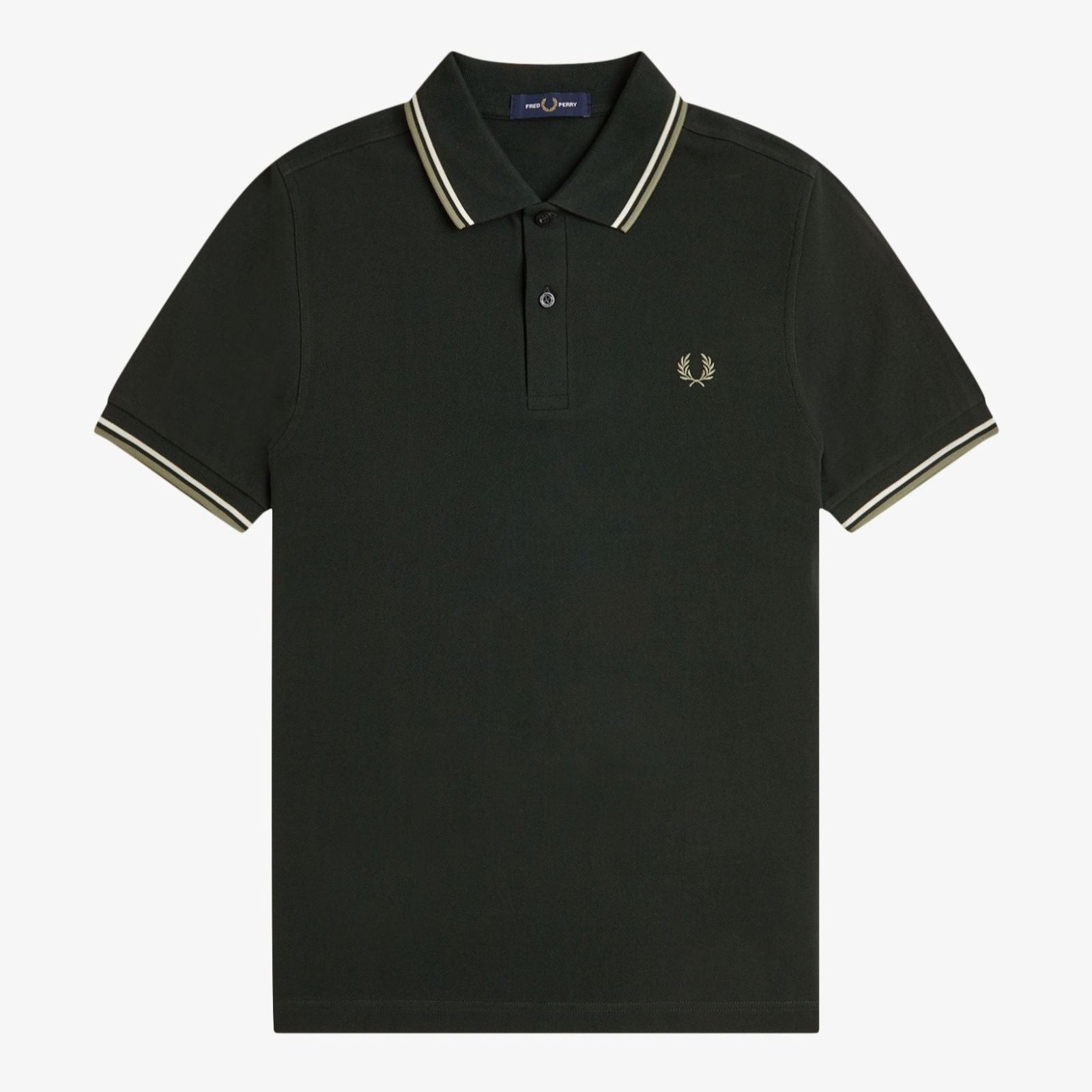 Twin Tipped Polo Shirt Fred Perry - Night Green / Light Ecru / Olive Mint