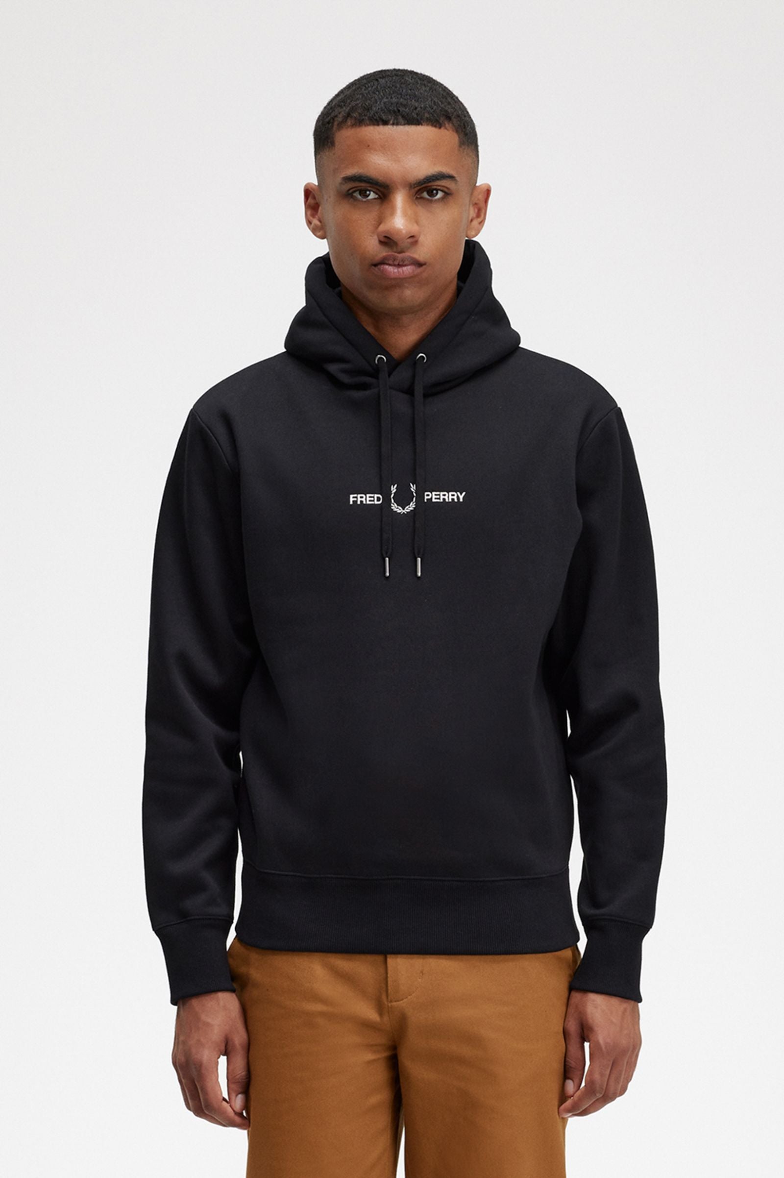 FP Embroidered Hooded Sweatshirt Fred Perry - Black