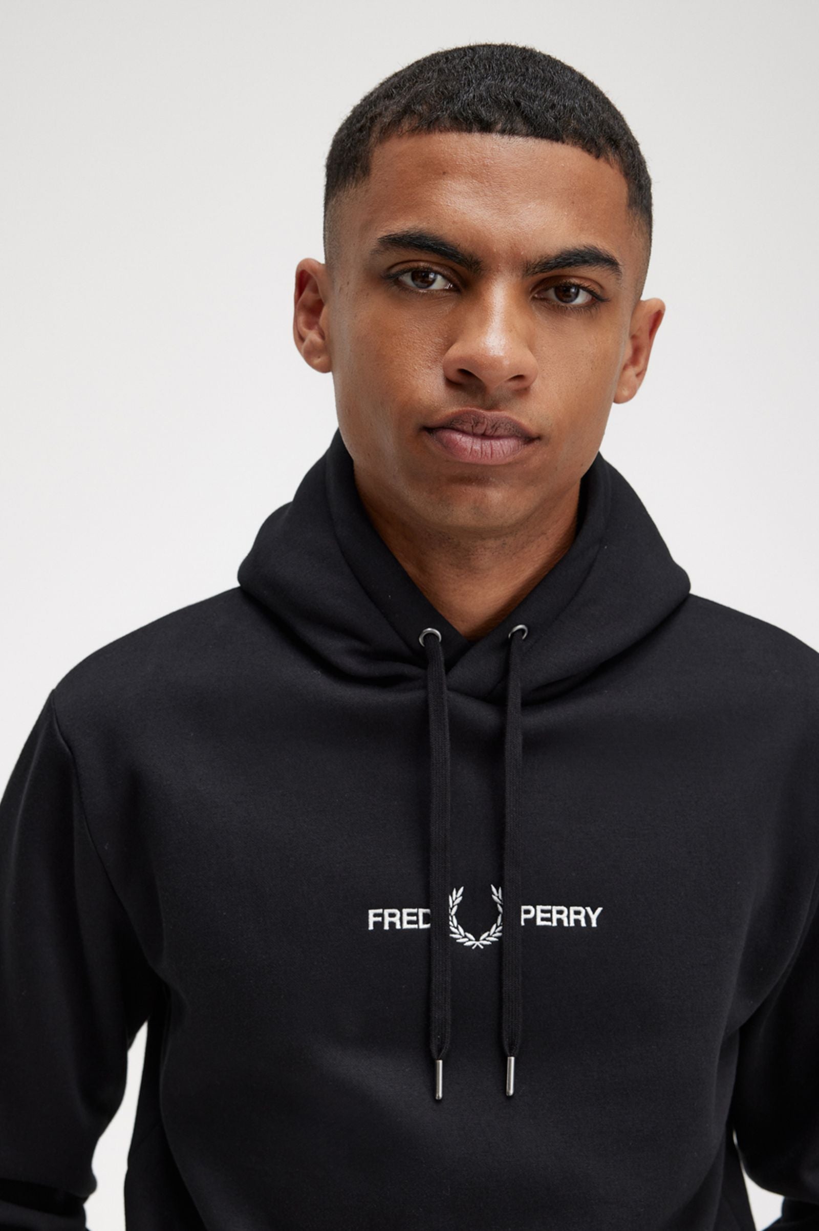 FP Embroidered Hooded Sweatshirt Fred Perry - Black