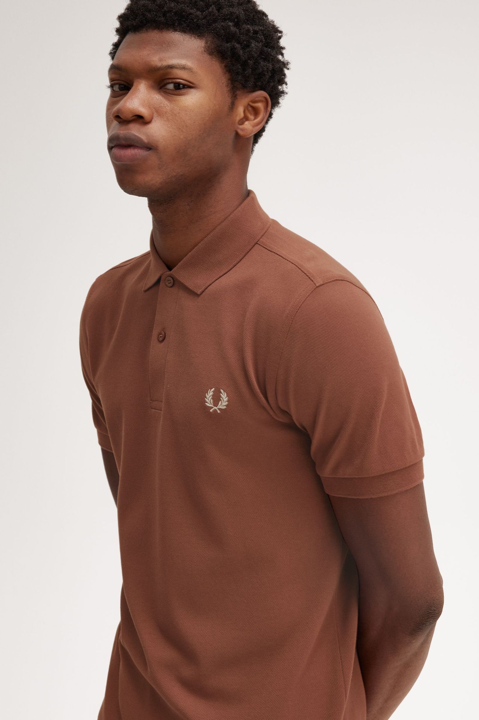 FP Plain Fred Perry Polo Shirt - Brown / Porridge Marl W52