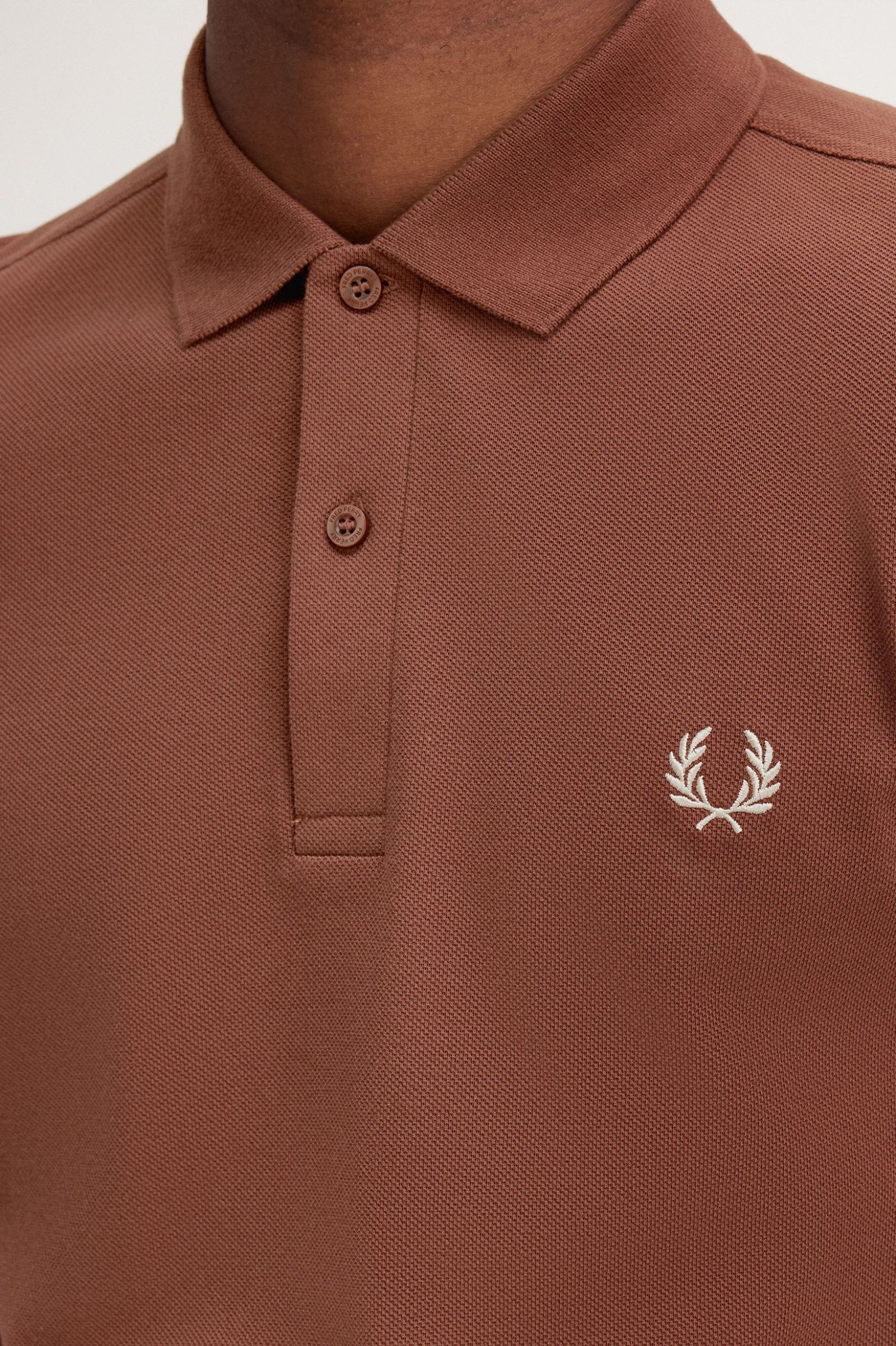 FP Plain Fred Perry Polo Shirt - Brown / Porridge Marl W52