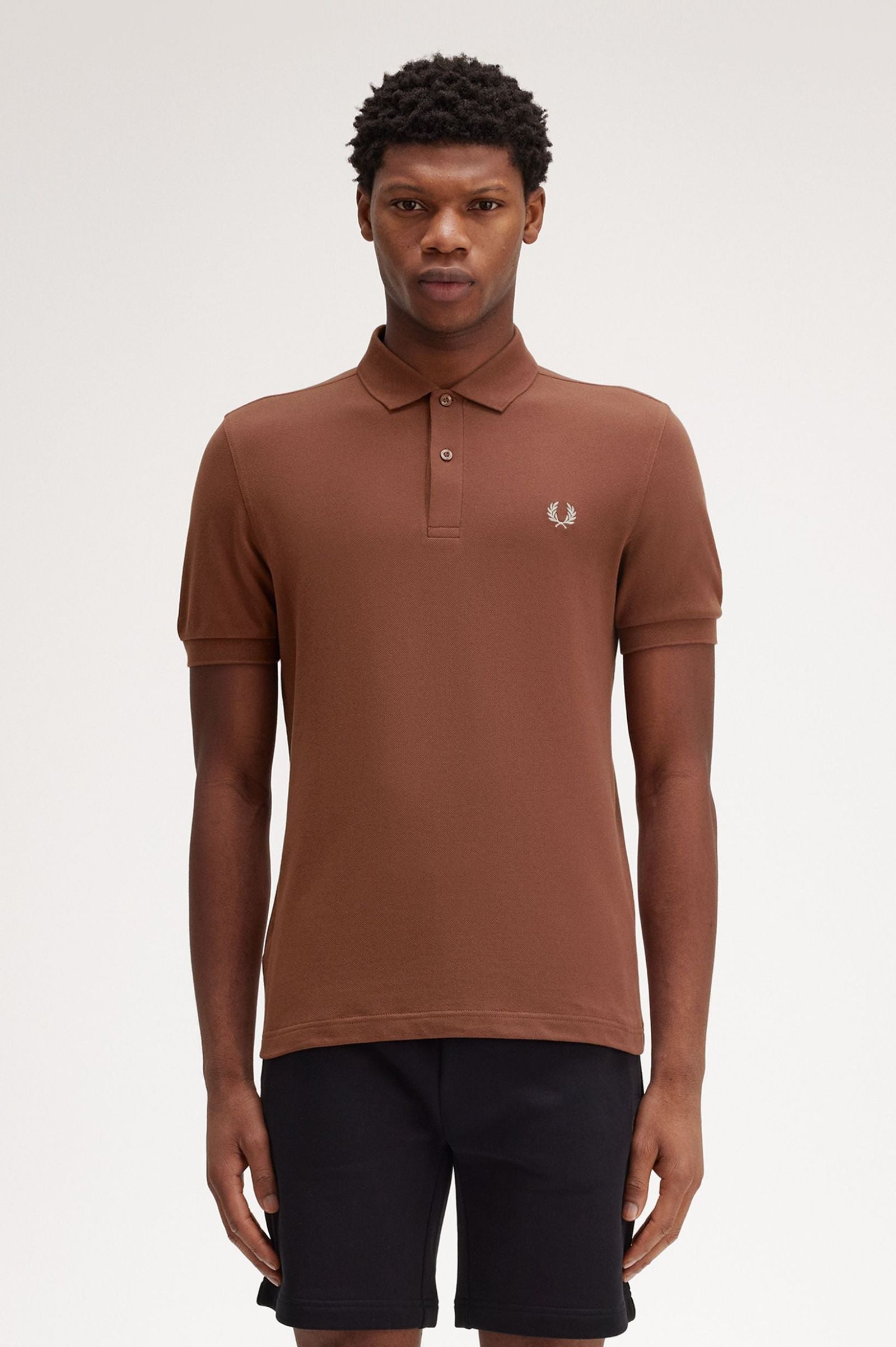 FP Plain Fred Perry Polo Shirt - Brown / Porridge Marl W52