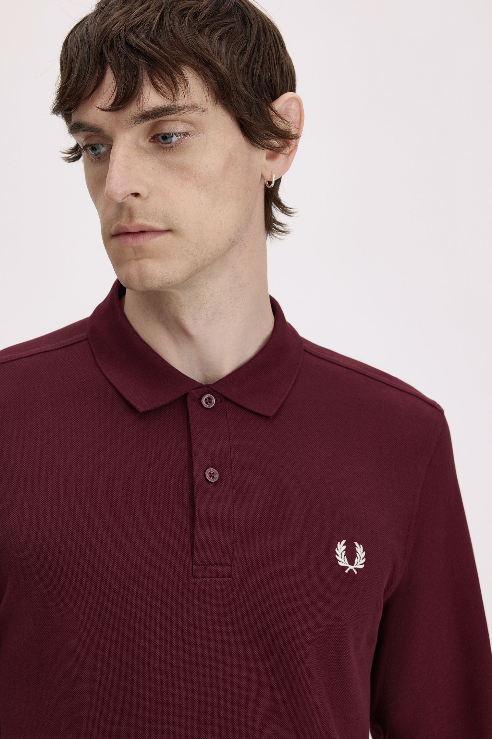 Long Sleeve Fred Perry Shirt AW25 - Oxblood