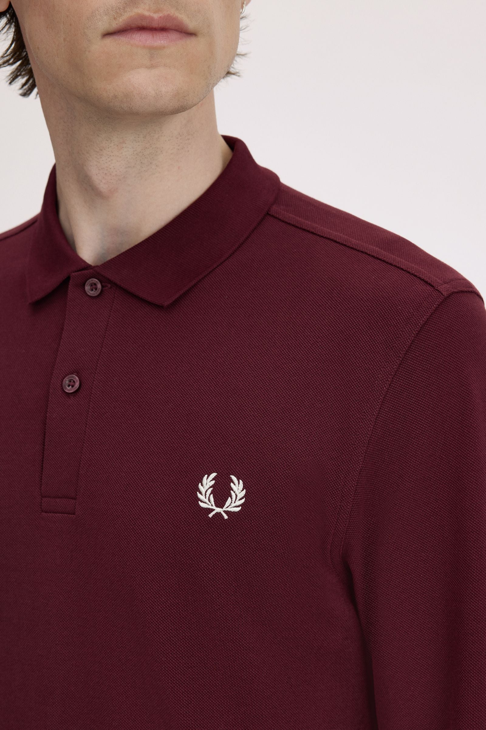 Long Sleeve Fred Perry Shirt AW25 - Oxblood